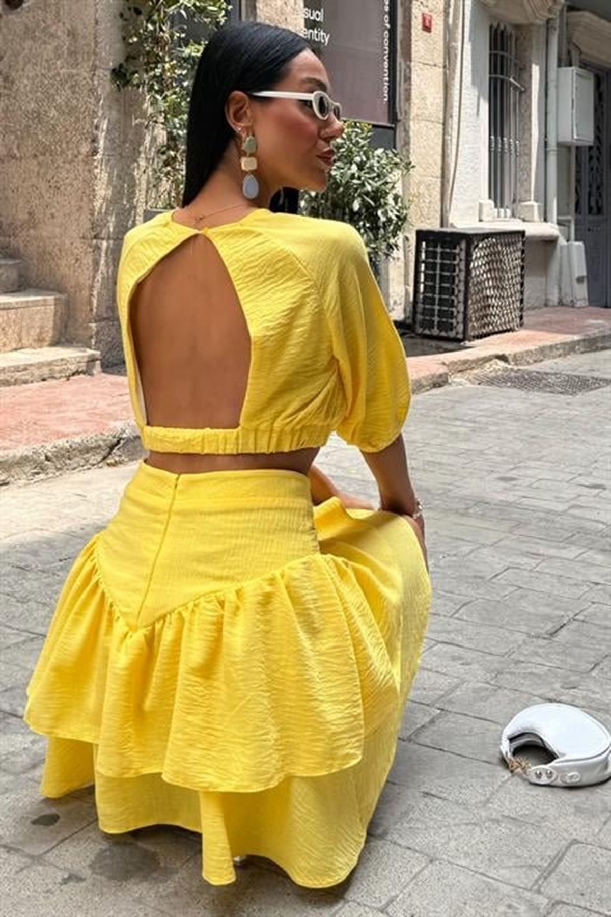 Crop Bluz Ve Kat Kat Etekli Takım 10207