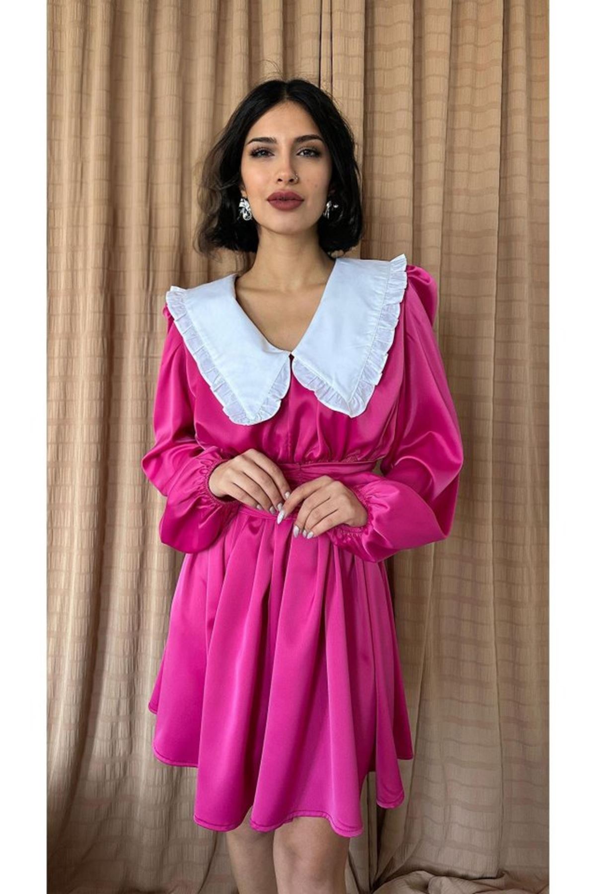 Fuşya Bebe Yakalı Elbise