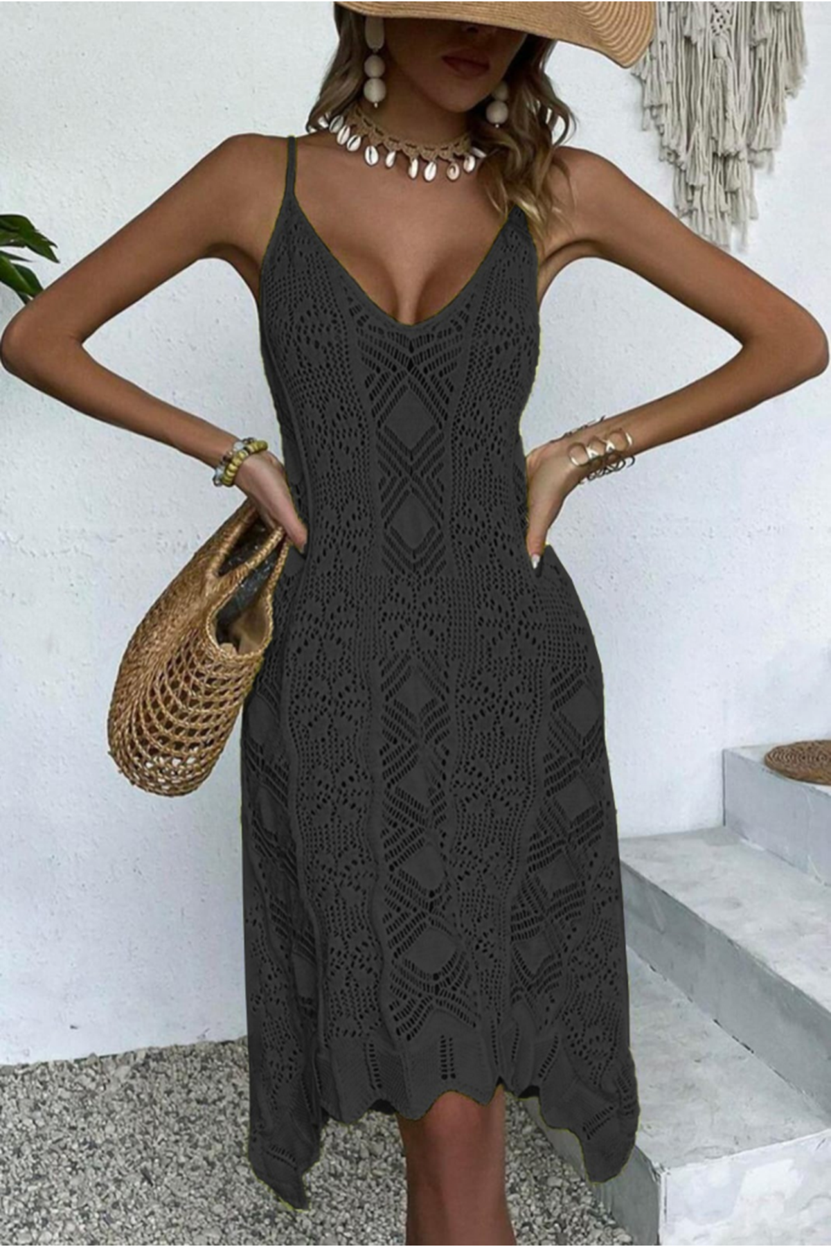 Kadın Kalın Askılı Triko Elbise