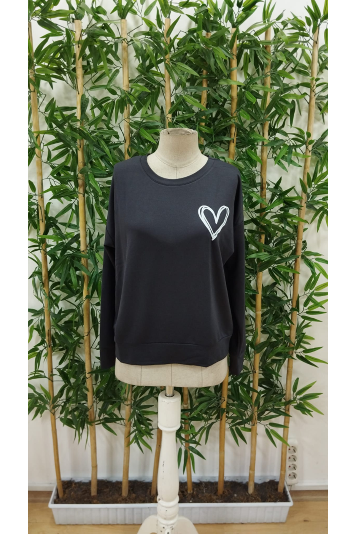 Kadın Uzun Kollu Bisiklet Yaka Viskon Iki Iplik Bluz