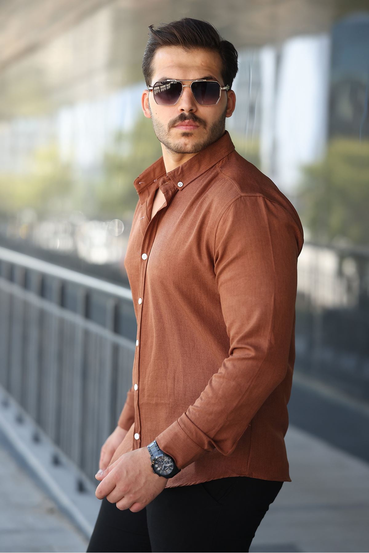 Erkek Uzun Kollu Regular Sofya Keten Gömlek