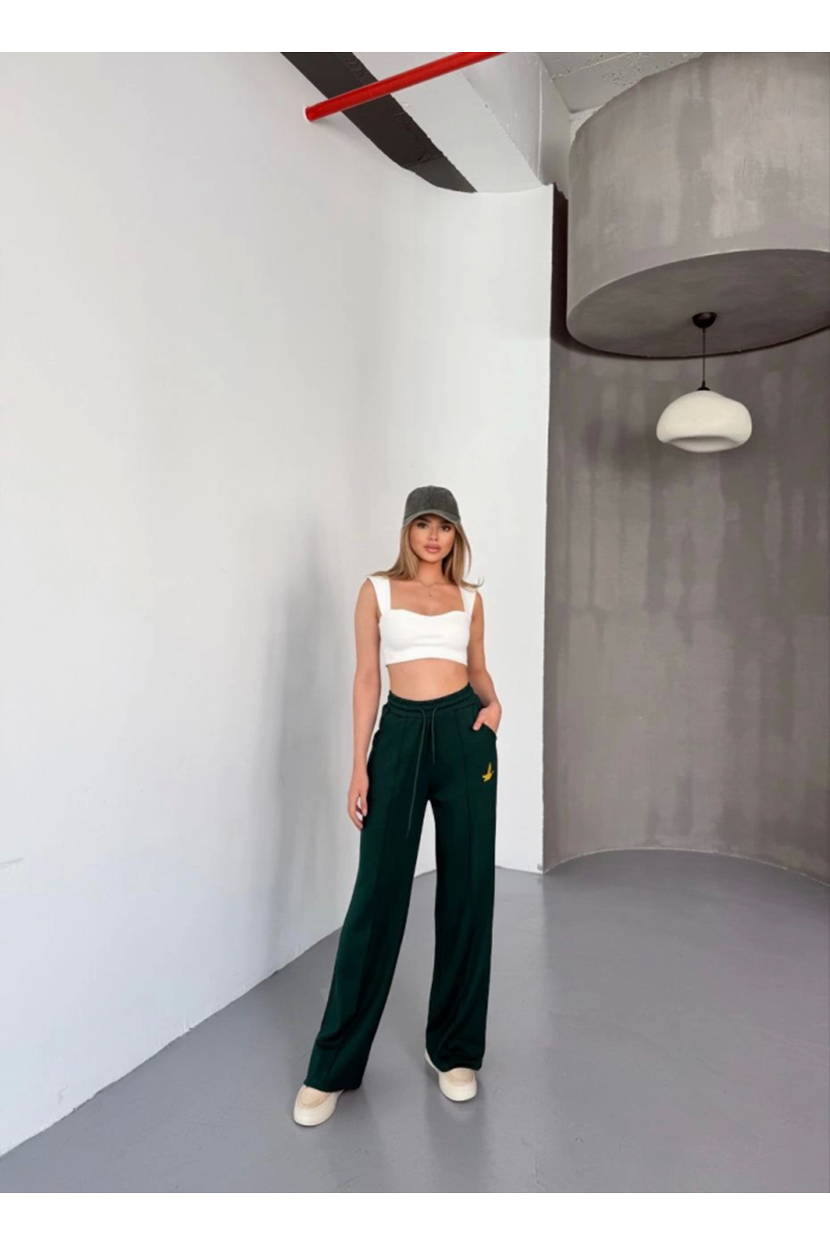 Osy Modal Yumuşak Dokulu Kumaş Nakış Işlemeli Rahat Bol Paça Eşofman Pantalon - Siyah