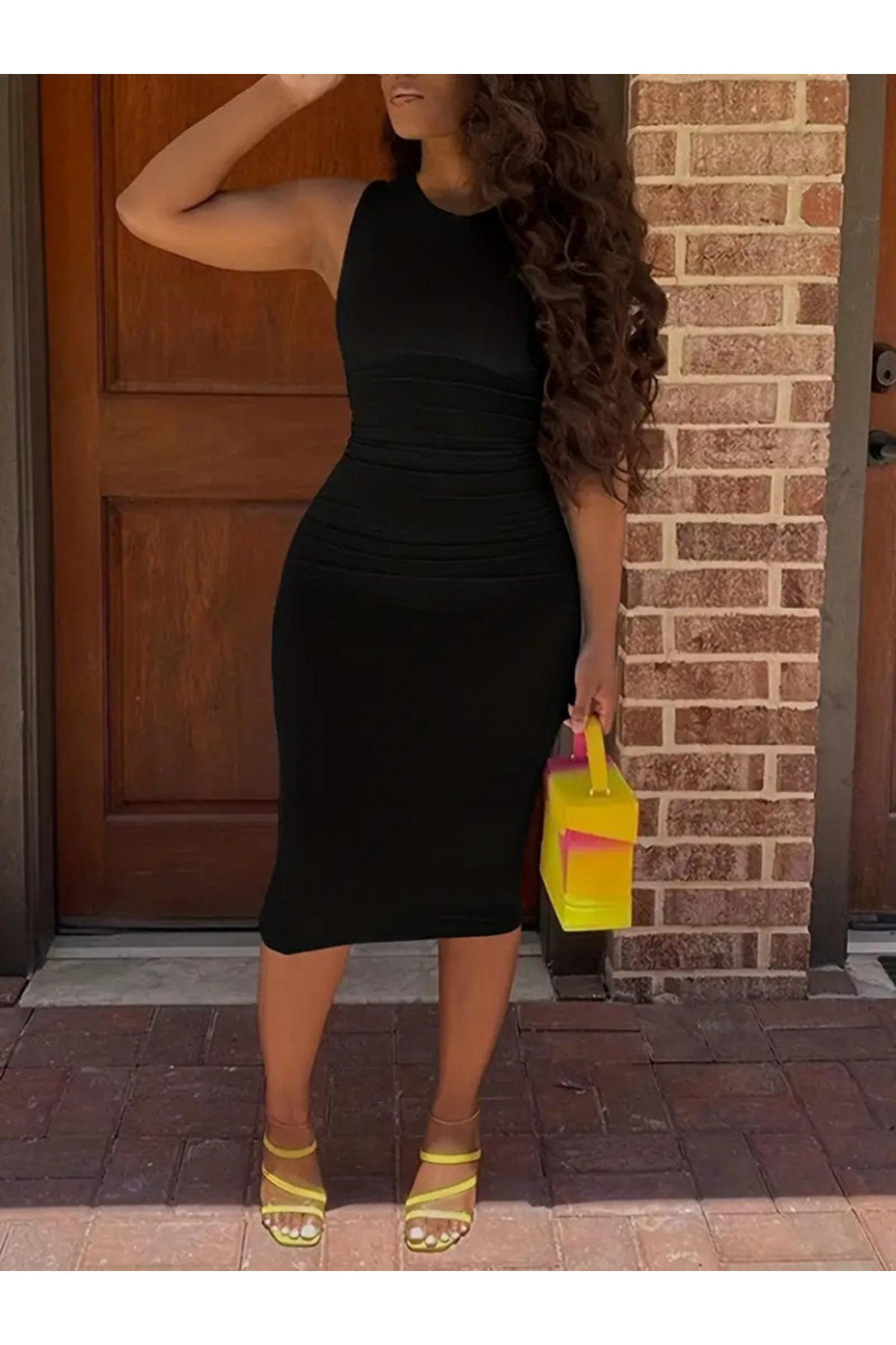 Kadın Bodycon Midi Boy Dalgıç Elbise