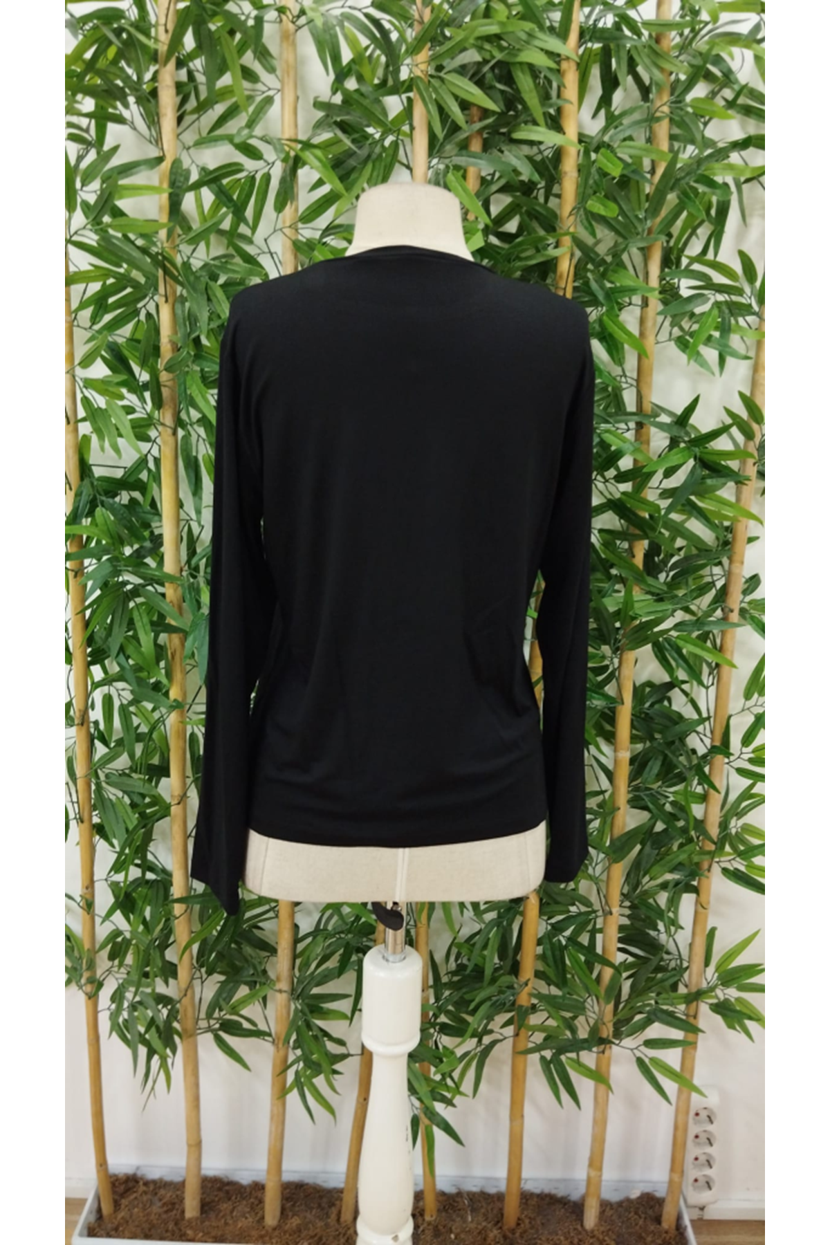 Kadın Uzun Kollu Bisiklet Yaka Baskılı Iki Iplik Bluz