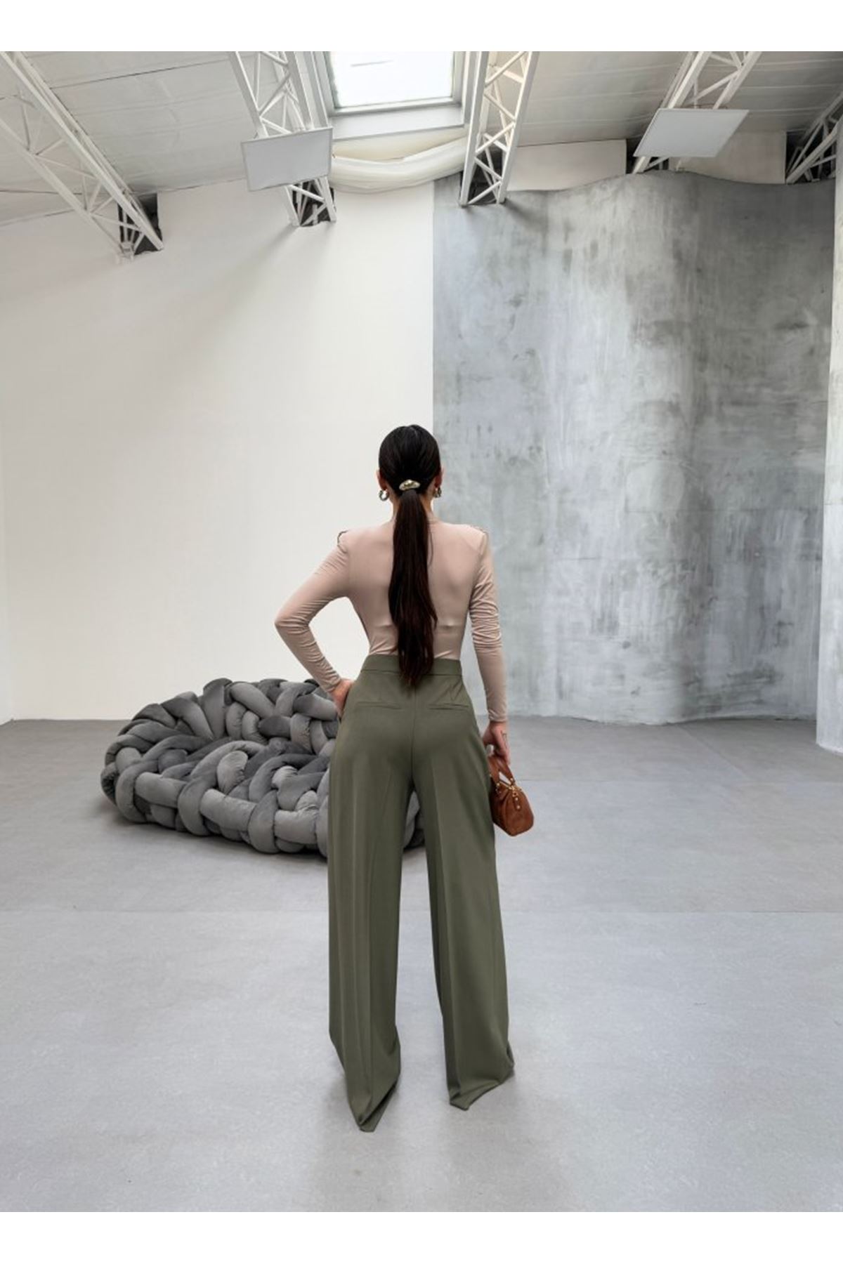 230 Gr Poly Viscose Full Lycra Pi̇leli̇ Palazzo Pantolon