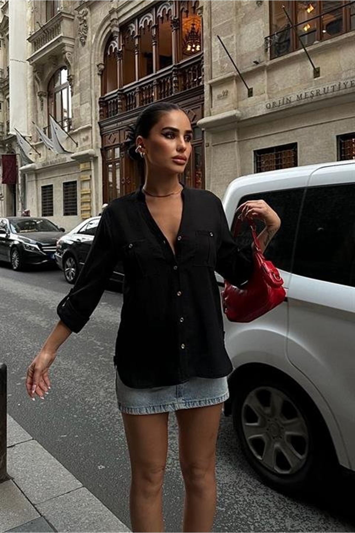 Poulina Flamlı Keten Gömlek 3257-08