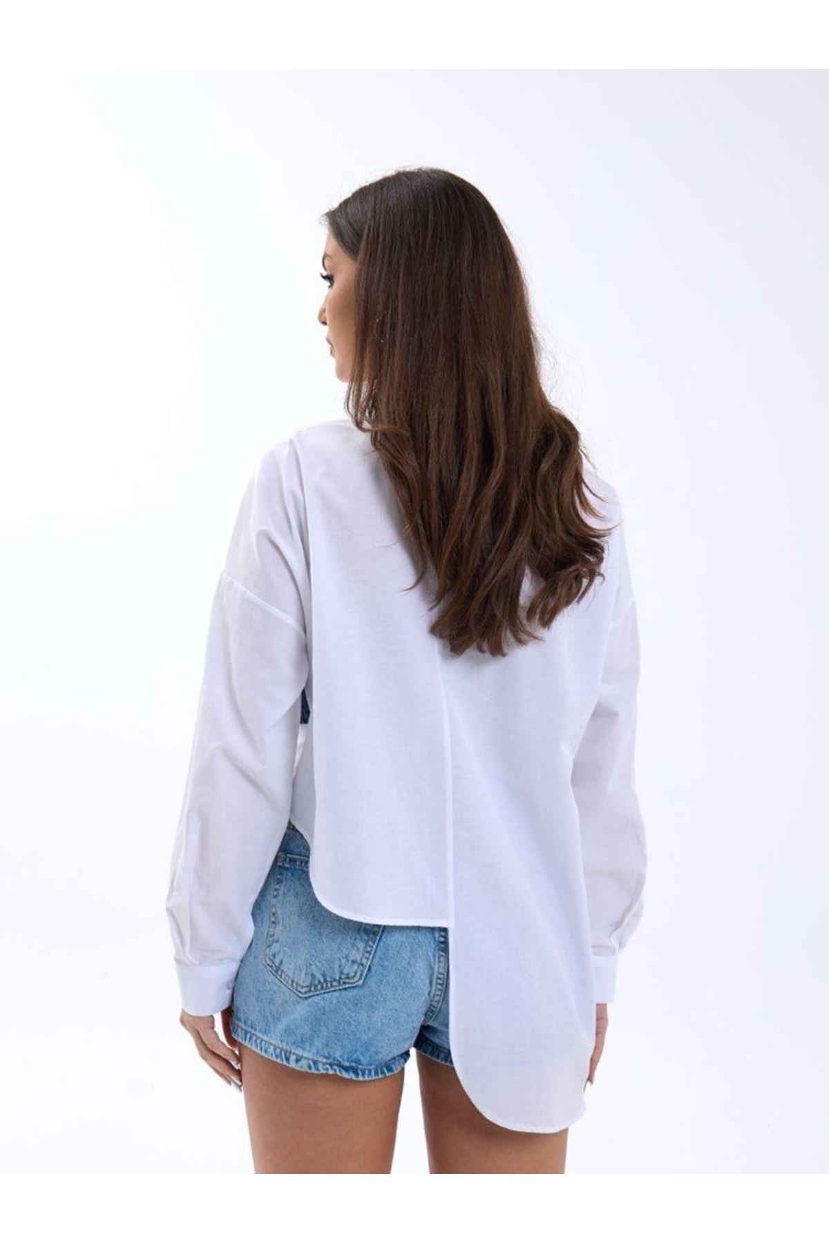 5419 GÖMLEK-MAVİ CEPLİ BEYAZ