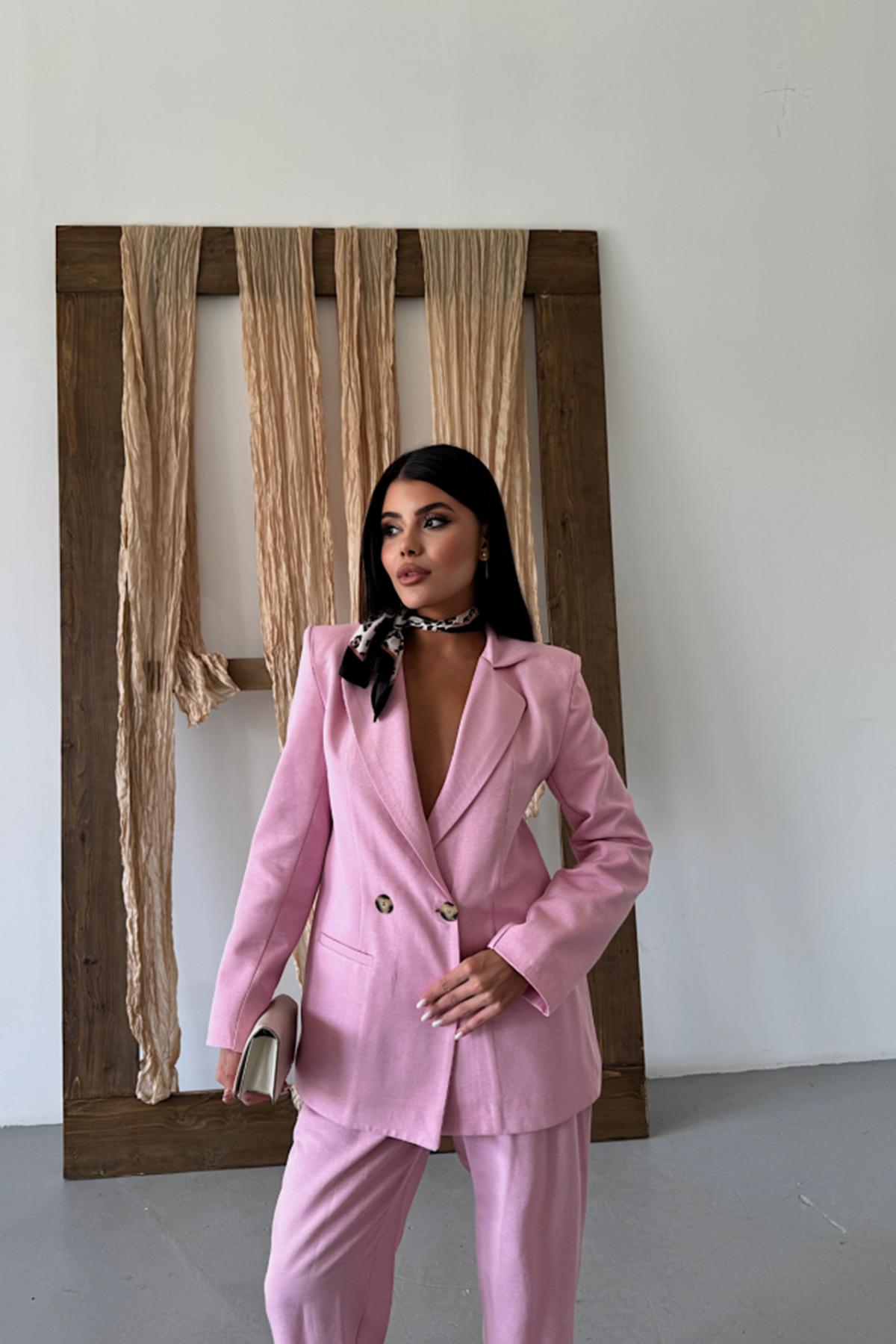 KETEN CEKET - PANTOLON TAKIM - Pembe