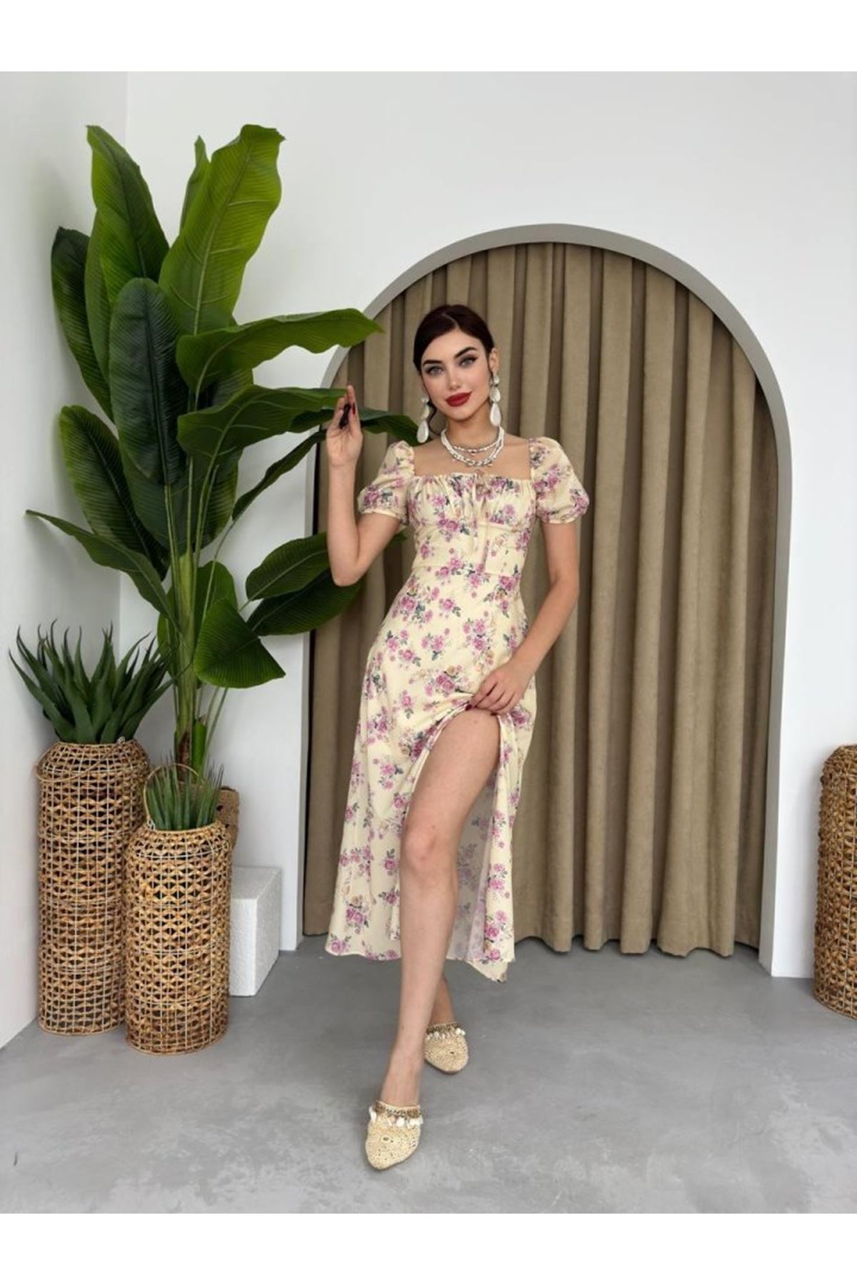 Zeze Balon Kol Elbise