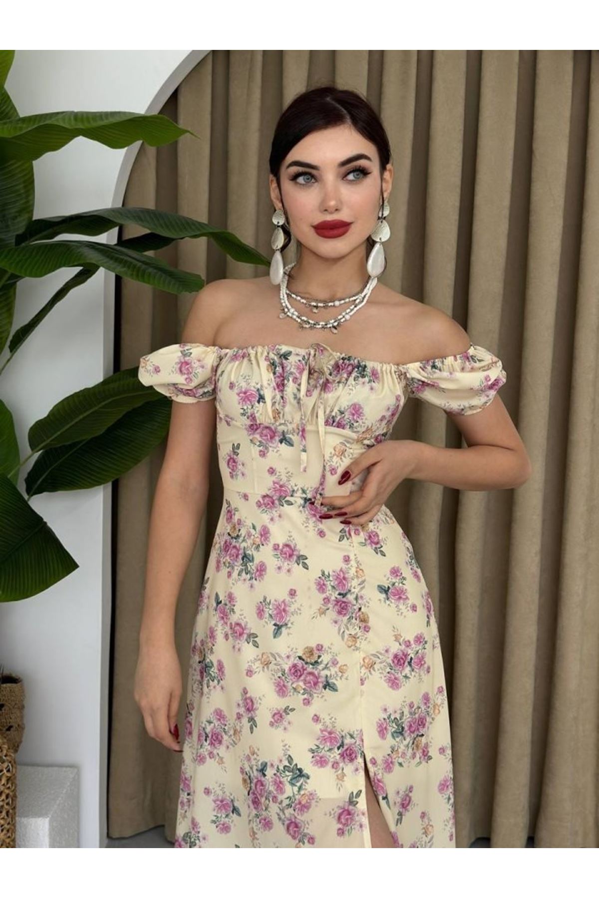 Zeze Balon Kol Elbise