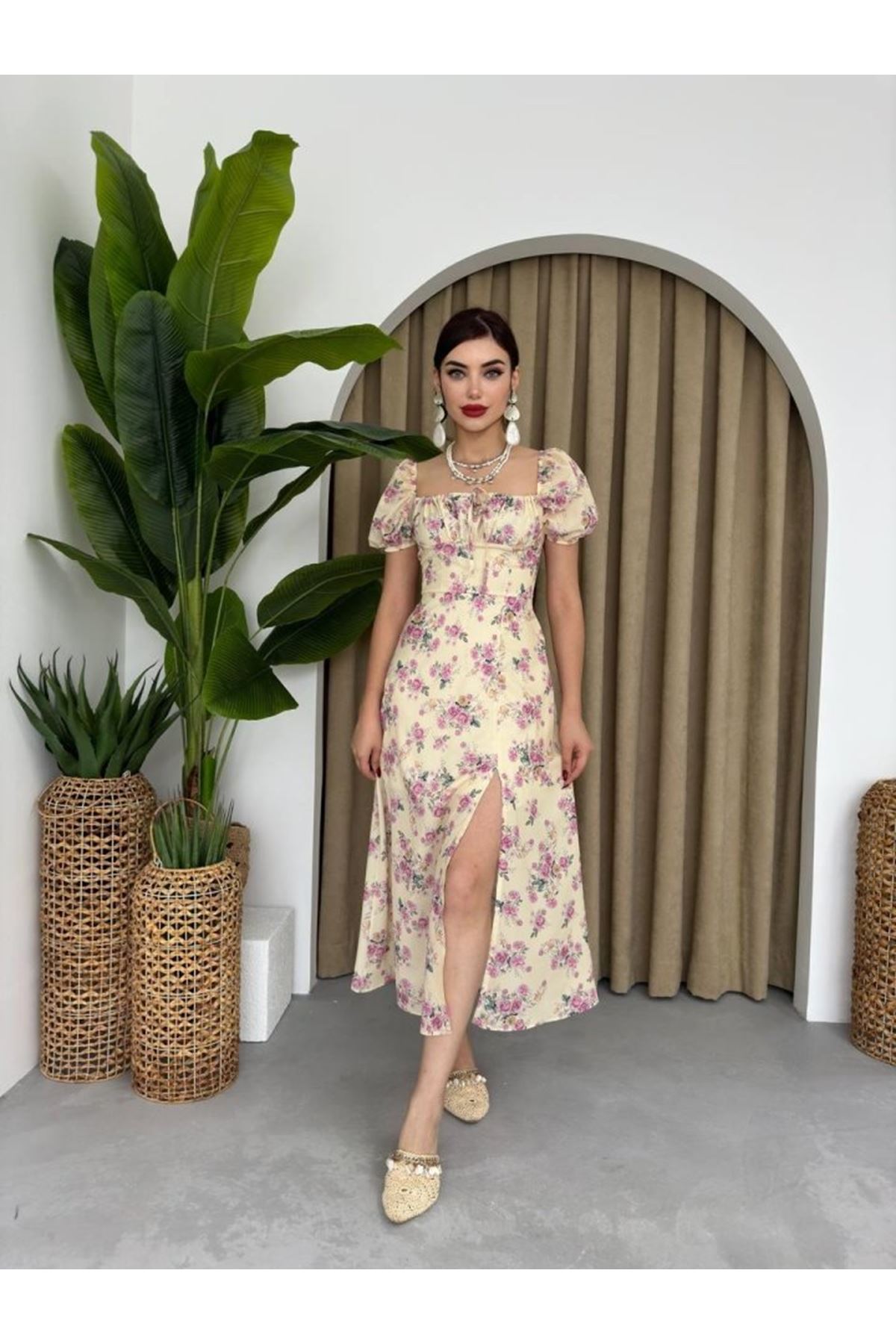 Zeze Balon Kol Elbise