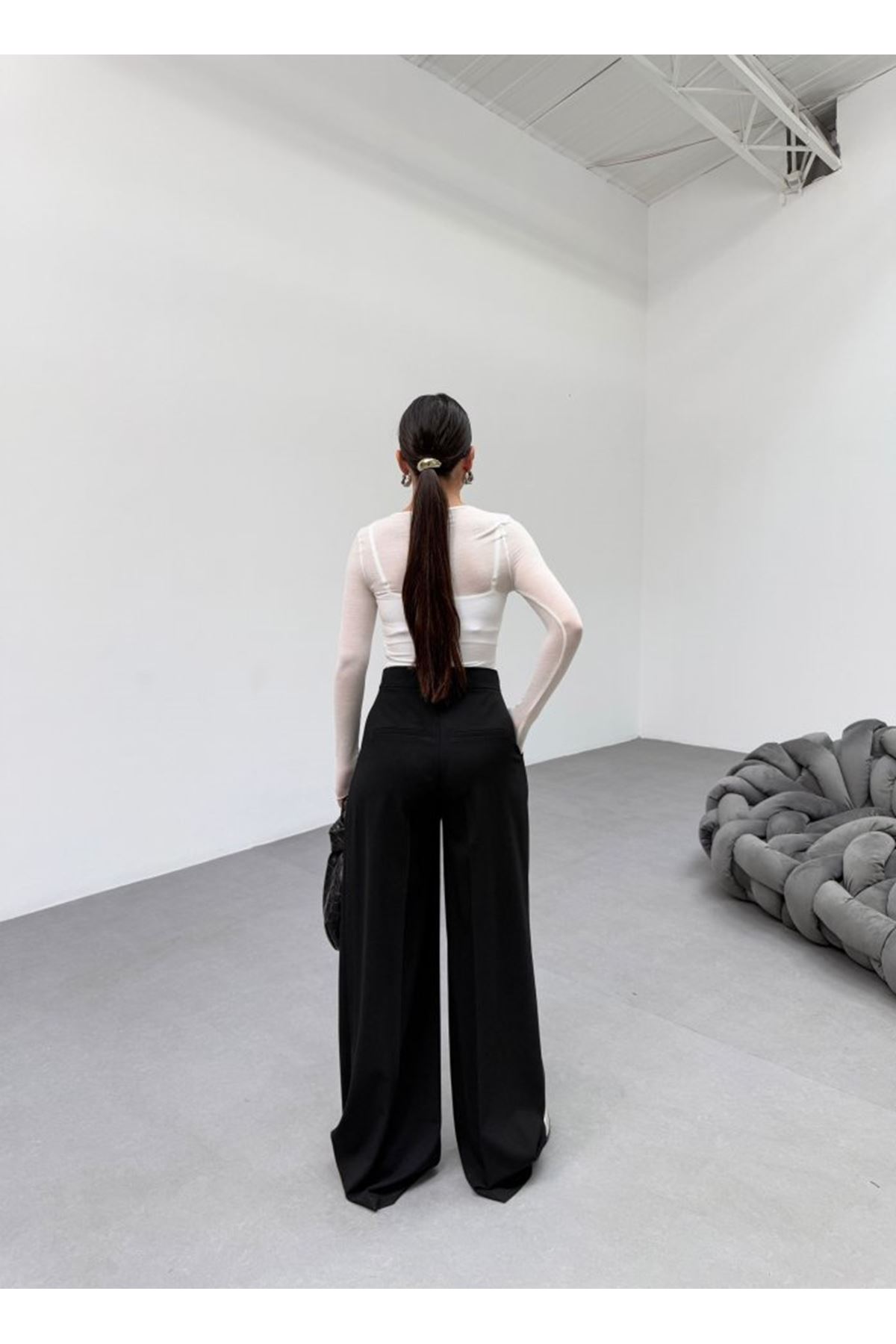 230 Gr Poly Viscose Full Lycra Pi̇leli̇ Palazzo Pantolon