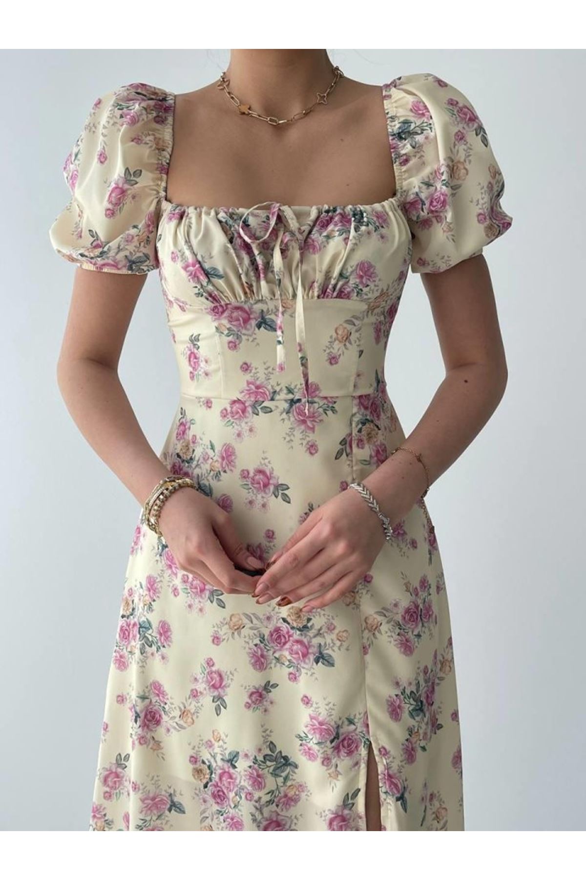 Zeze Balon Kol Elbise