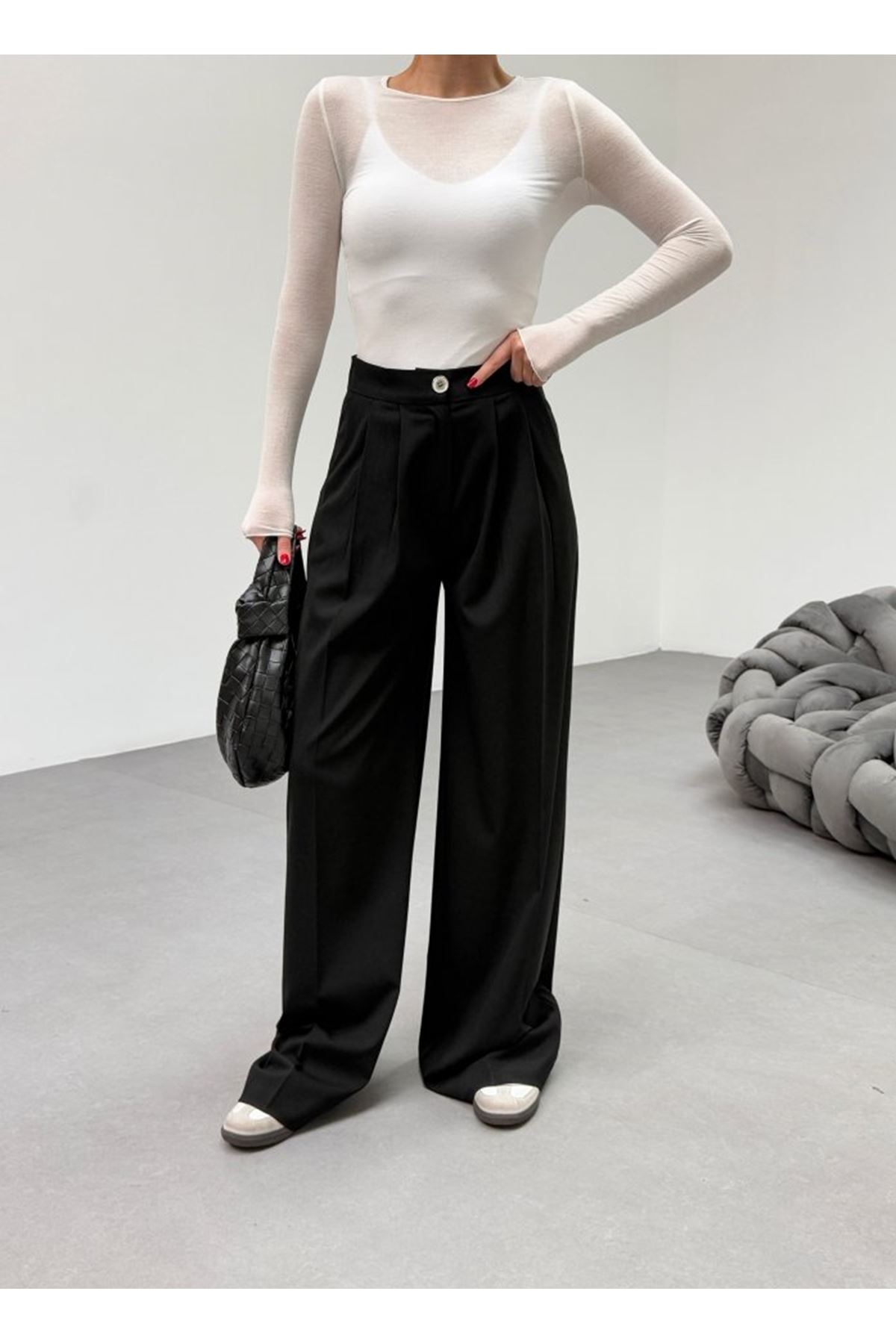 230 Gr Poly Viscose Full Lycra Pi̇leli̇ Palazzo Pantolon