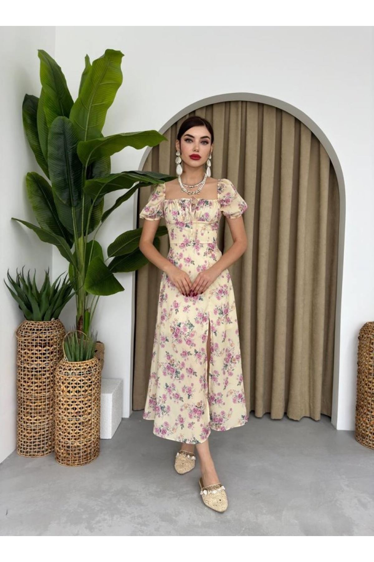 Zeze Balon Kol Elbise