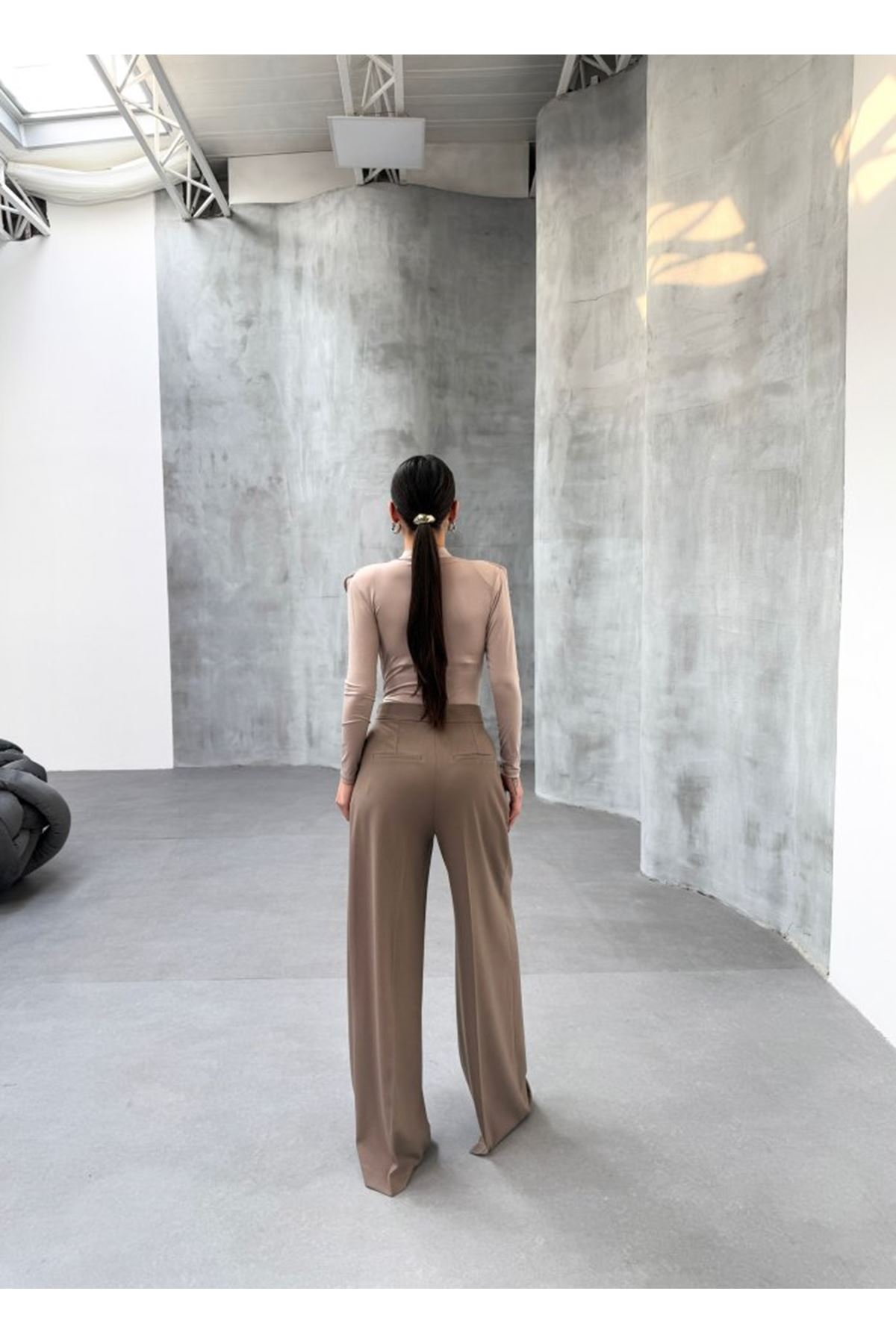 230 Gr Poly Viscose Full Lycra Pi̇leli̇ Palazzo Pantolon