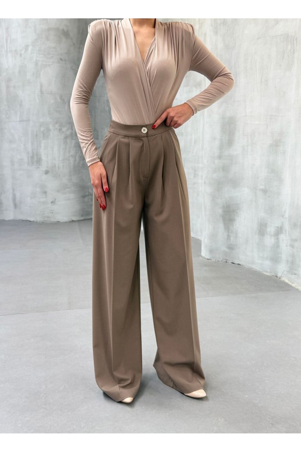 230 Gr Poly Viscose Full Lycra Pi̇leli̇ Palazzo Pantolon