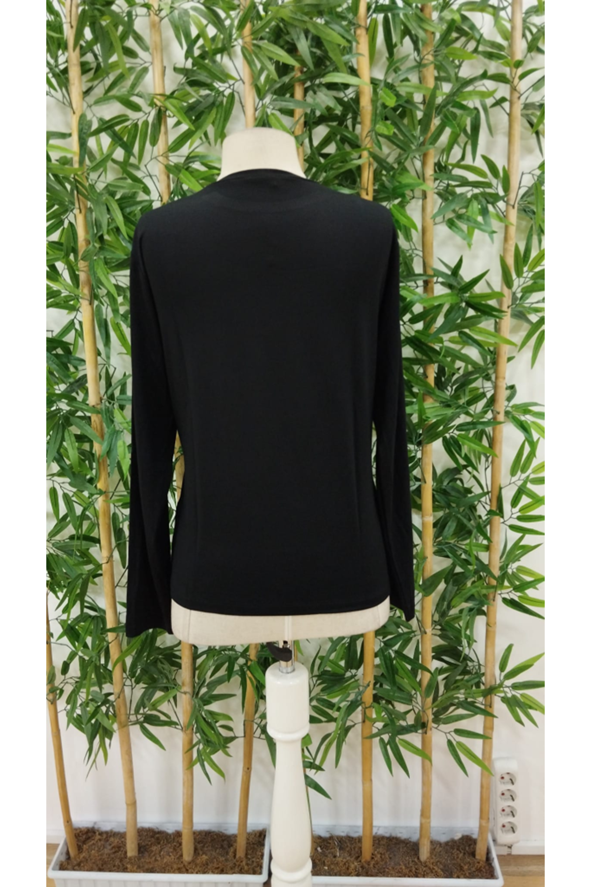 Kadın Uzun Kollu Bisiklet Yaka Kalp Desenli Viskon Bluz