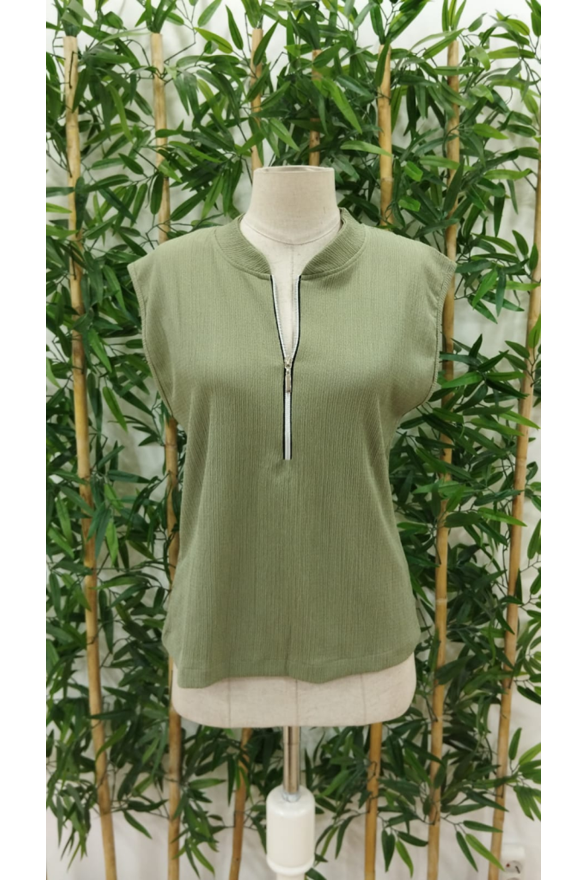 Kadın Hakim Yaka Fermuarlı Bürümcük Bluz