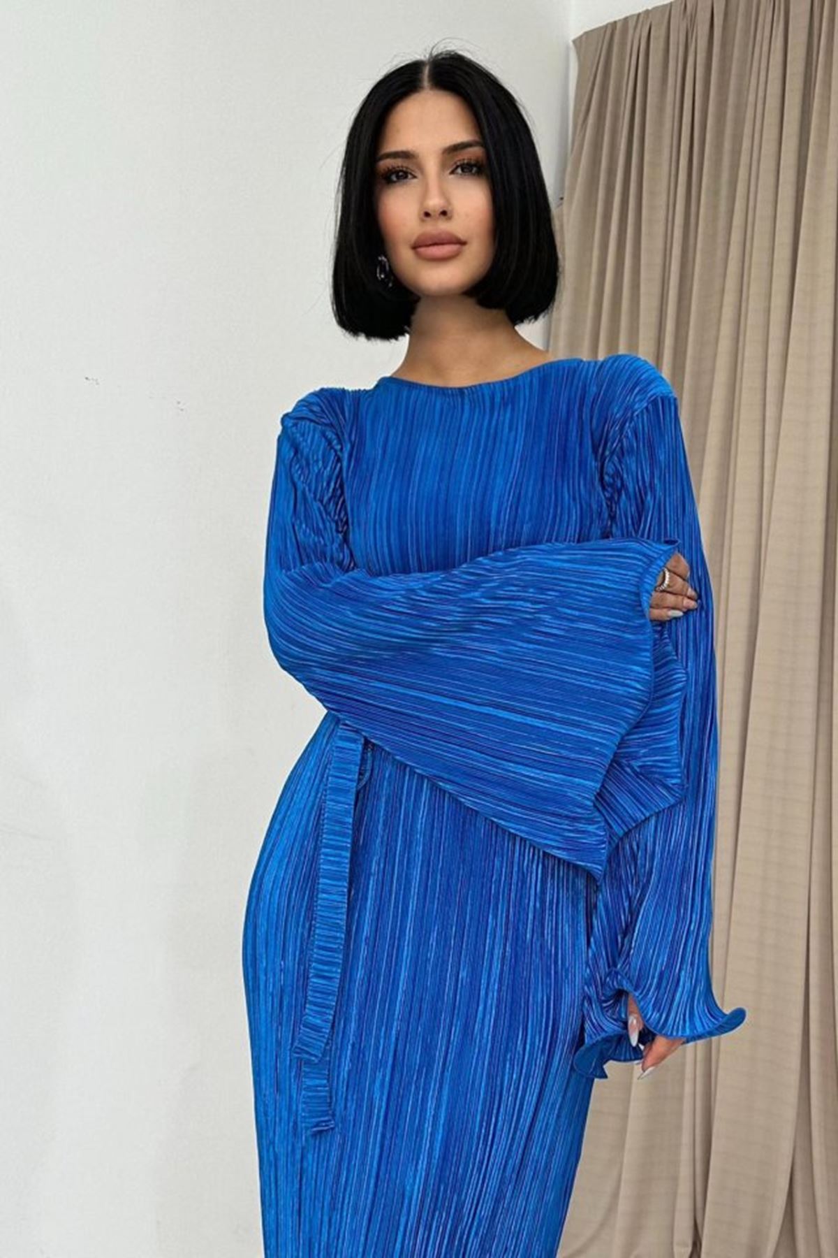 Saks İspanyol Kol Piliseli Elbise