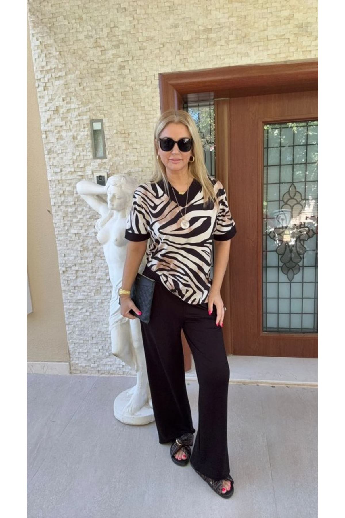 Kadın Zebra Desenli Ikili Takım