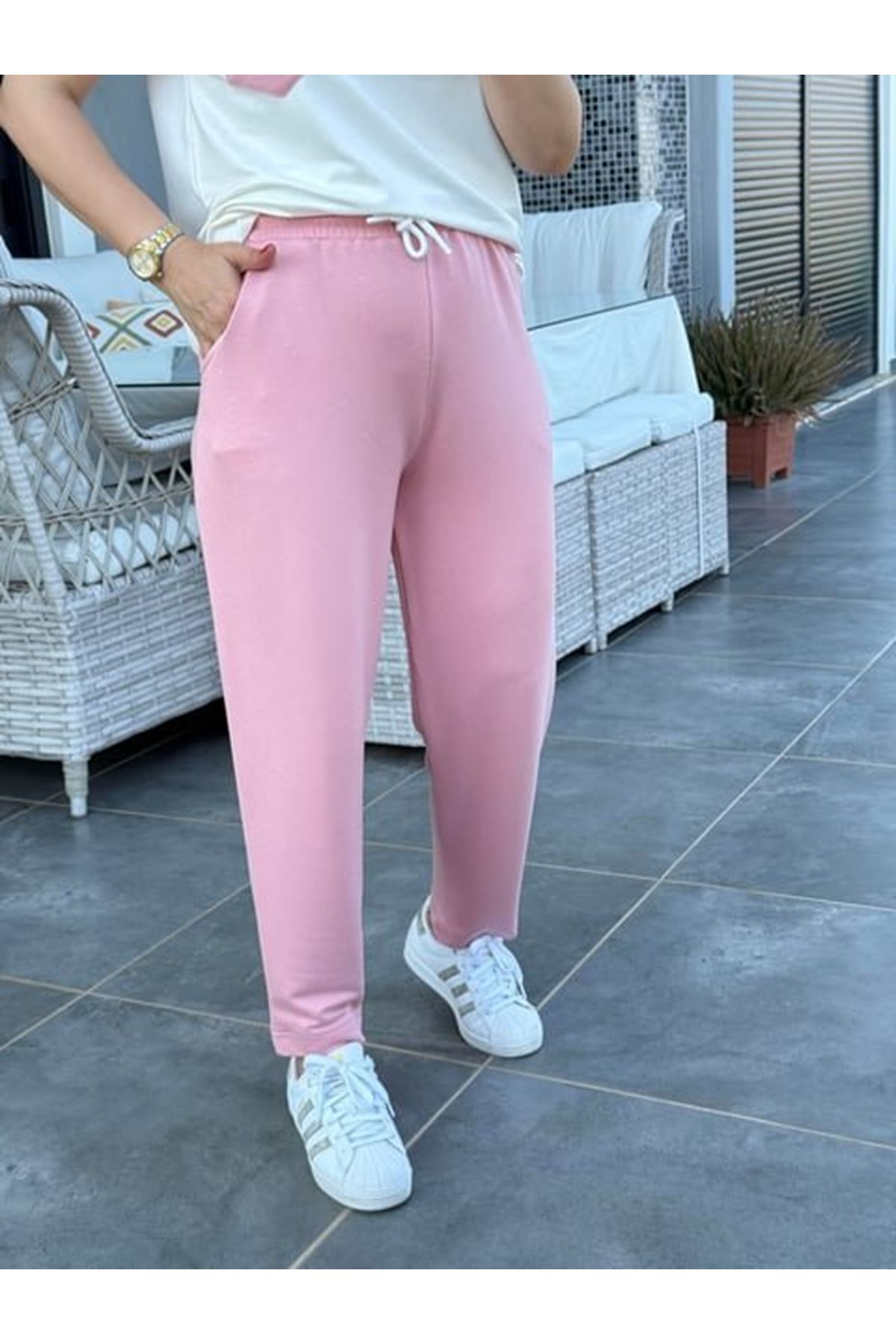 Kadın Kristal Kumaş Garnili Cep Detaylı Ikili Takım