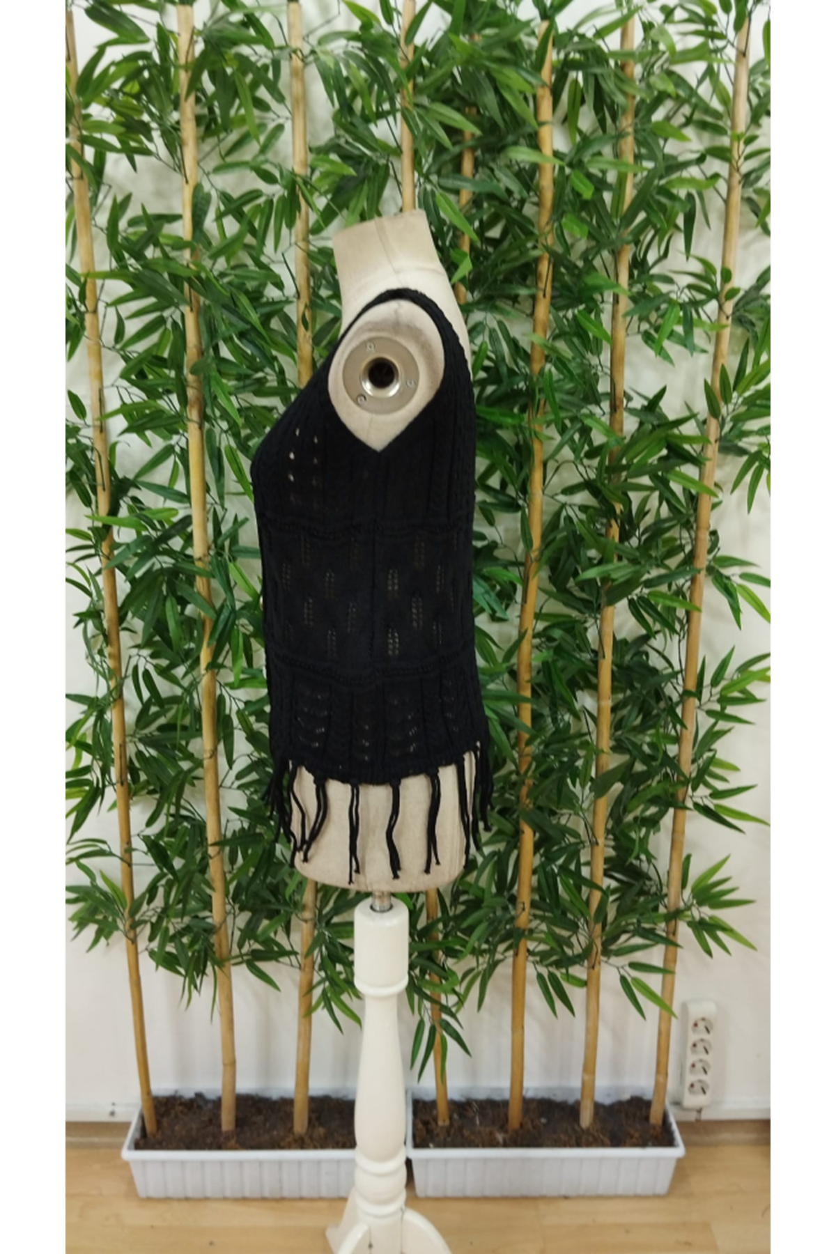 Kadın Askılı Yuvarlak Yaka önden Düğmelipüsküllü Triko Bluz