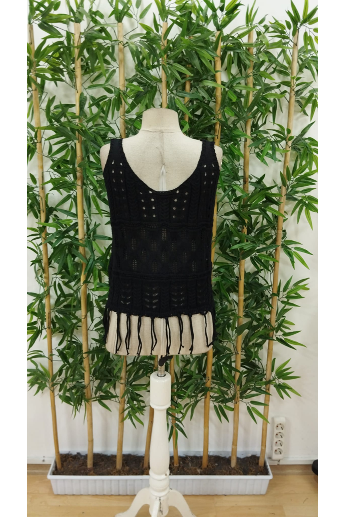 Kadın Askılı Yuvarlak Yaka önden Düğmelipüsküllü Triko Bluz