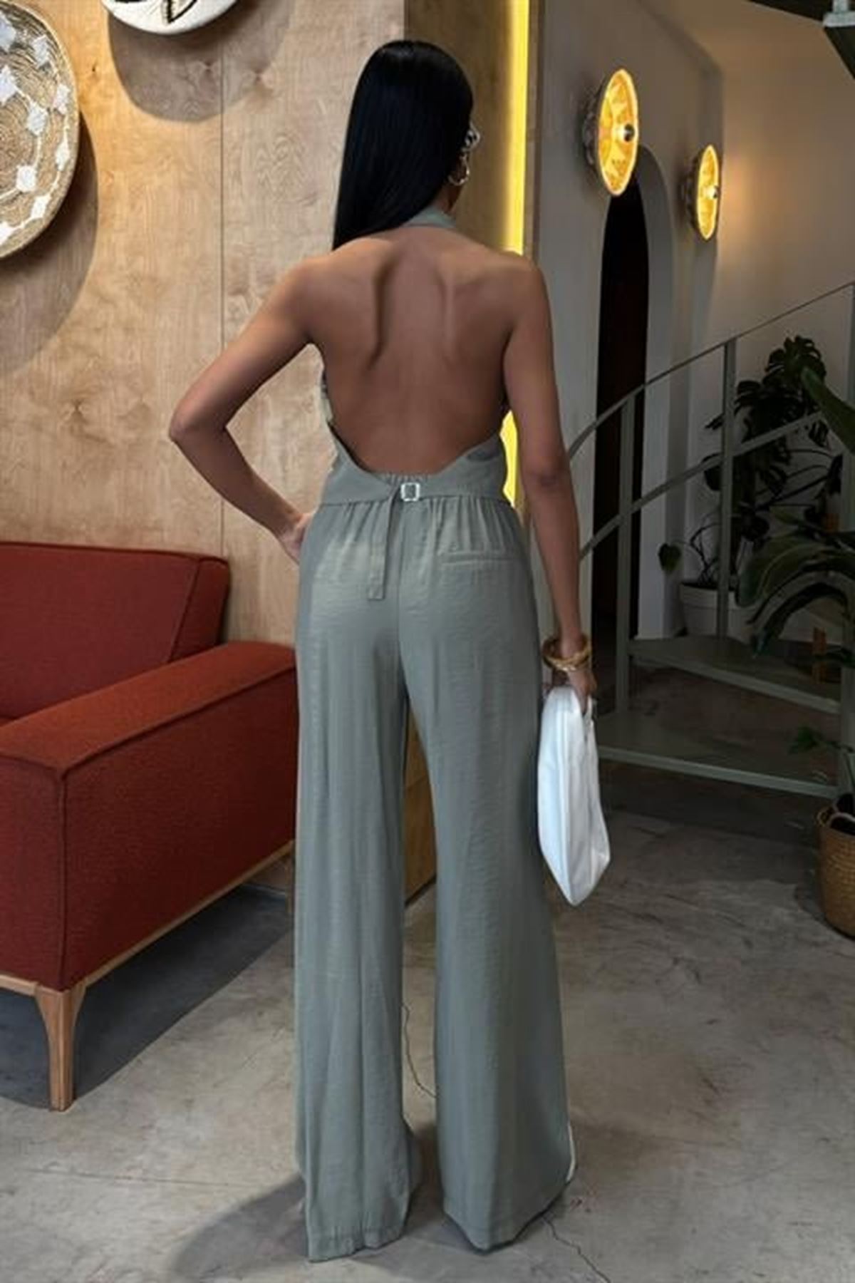 Halter Yaka Yelekli Modal Takım 10144