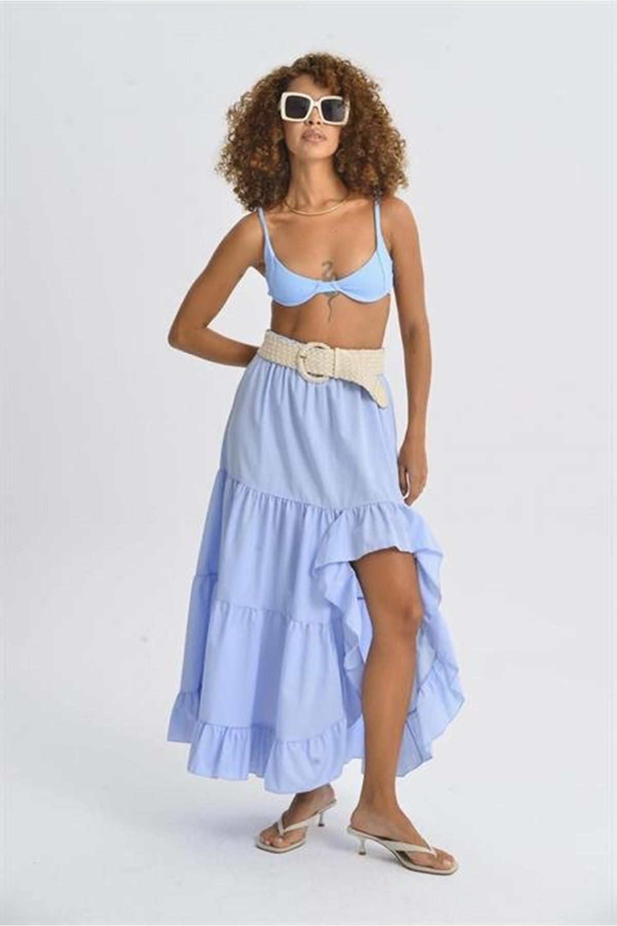 Audrey Fıfrlı Yırtmaç Detay Etek 4037