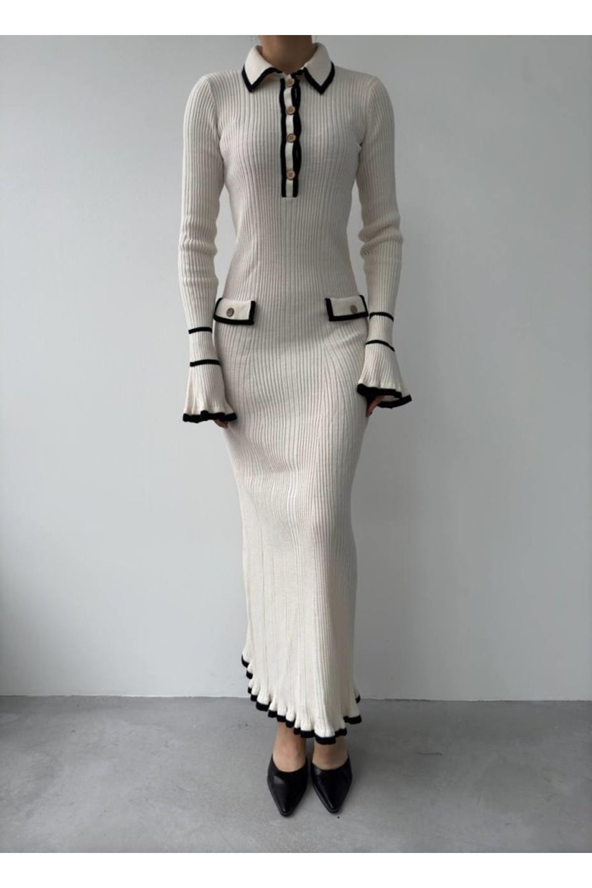 Wale Cep Detaylı Elbise