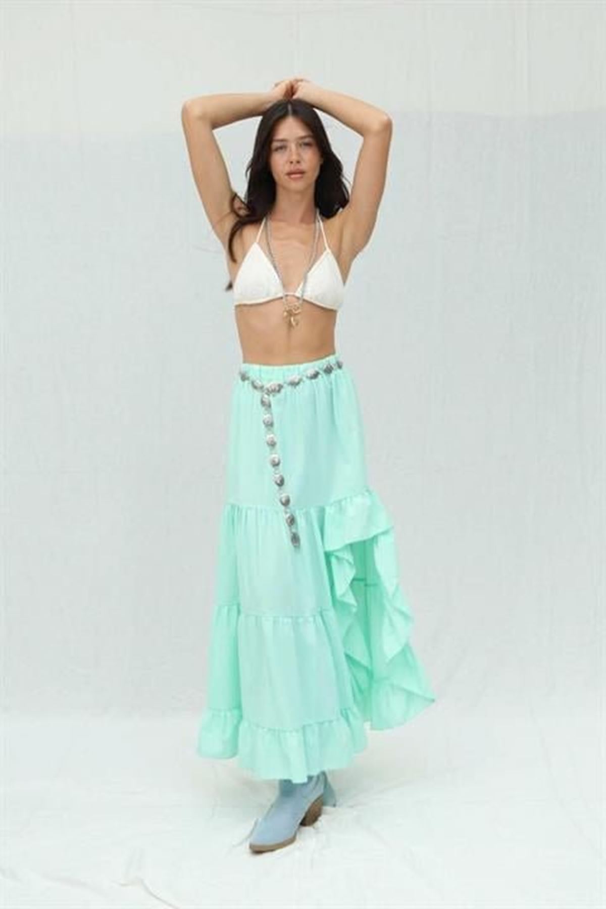 Audrey Fıfrlı Yırtmaç Detay Etek 4037