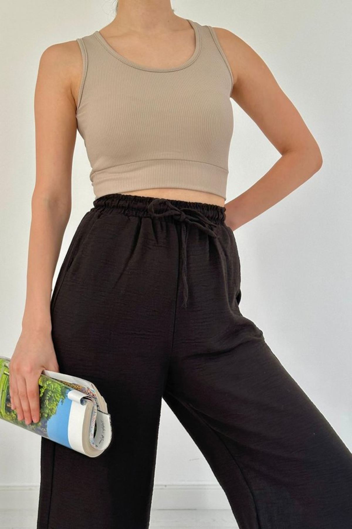 Siyah Keten Pantolon