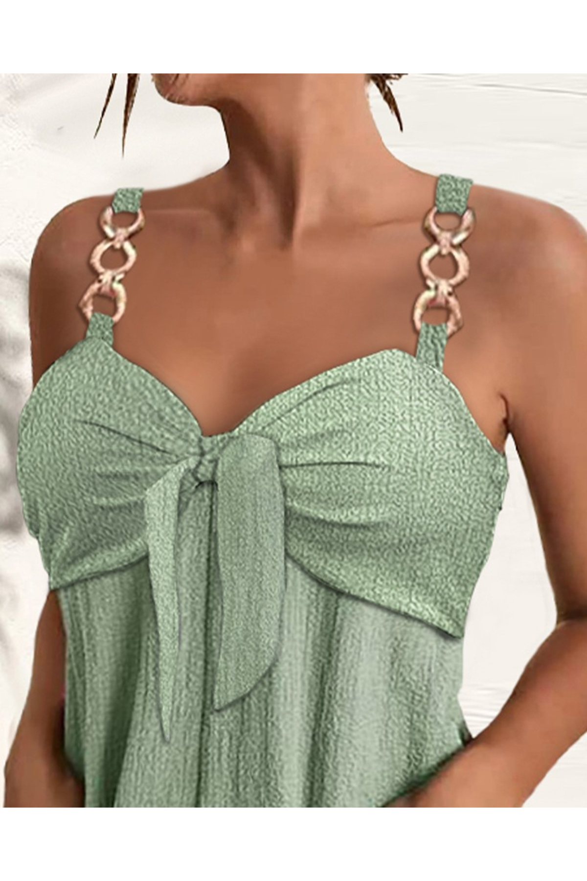 Kadın Askı Aksesuarlı önü Bağlama Detay Salopet şort Tulum