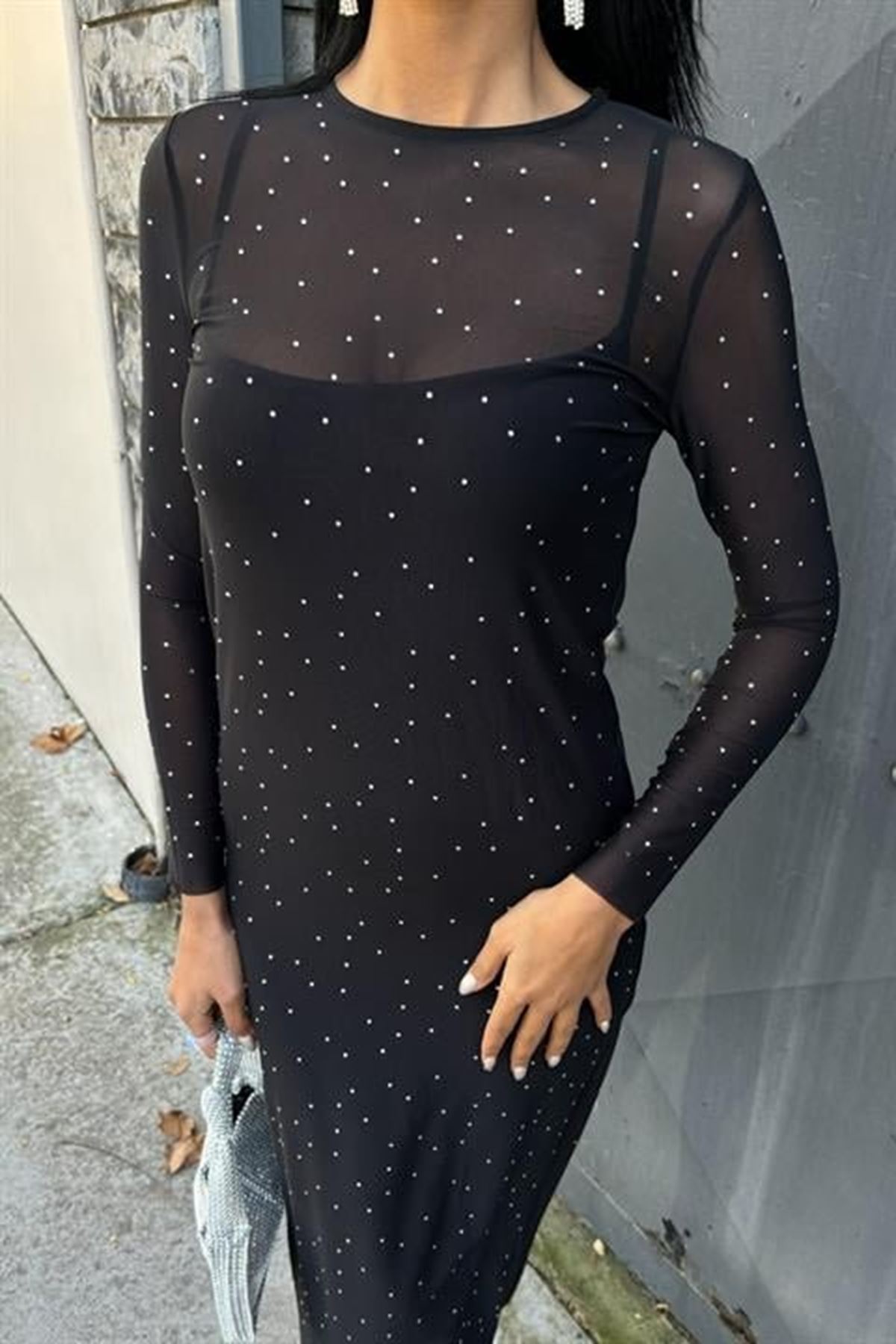 Taş İşlemeli Premium Tül Elbise 2829