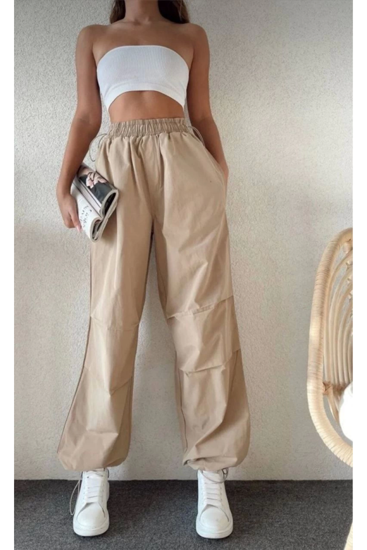 Cepli Paraşut Pantalon - Bej