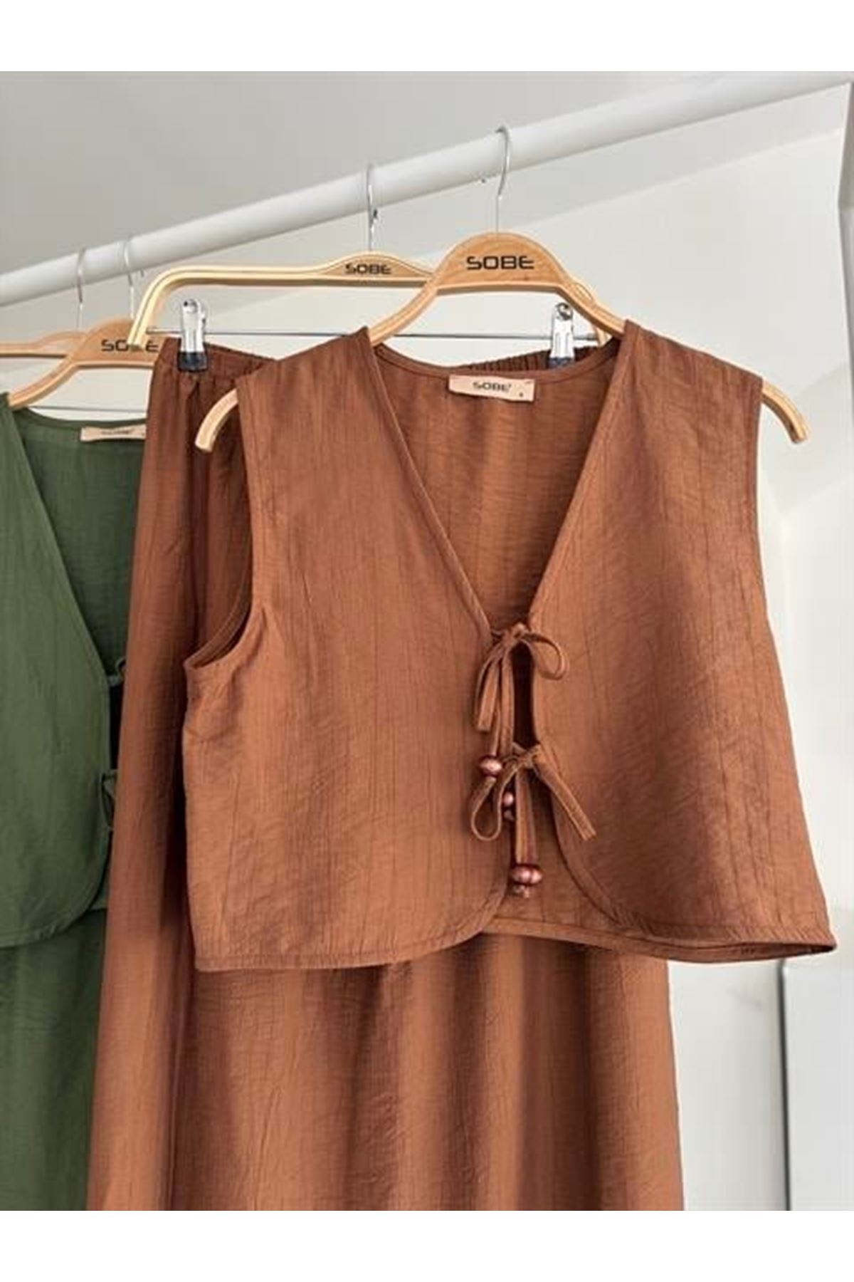 Yelek Önden Bağlamalı Uzun Etekli Takım 10192