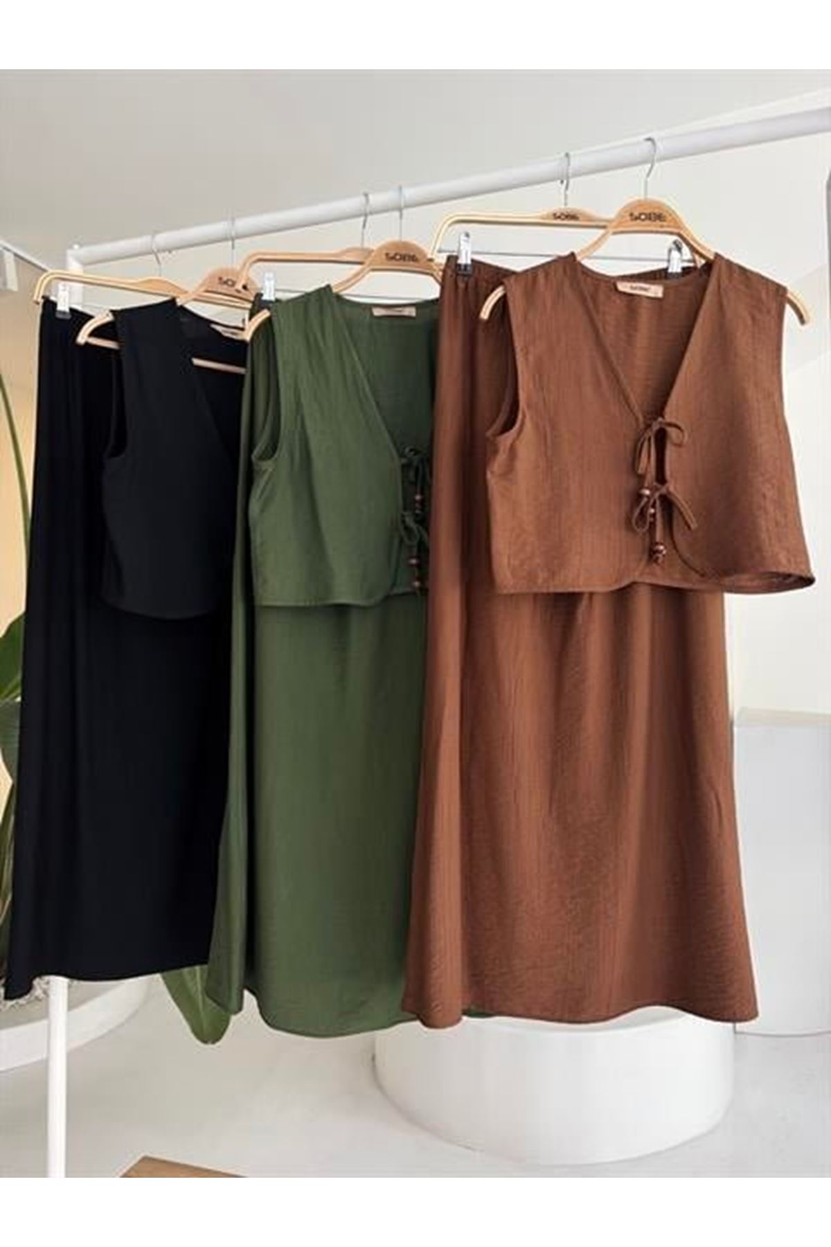 Yelek Önden Bağlamalı Uzun Etekli Takım 10192