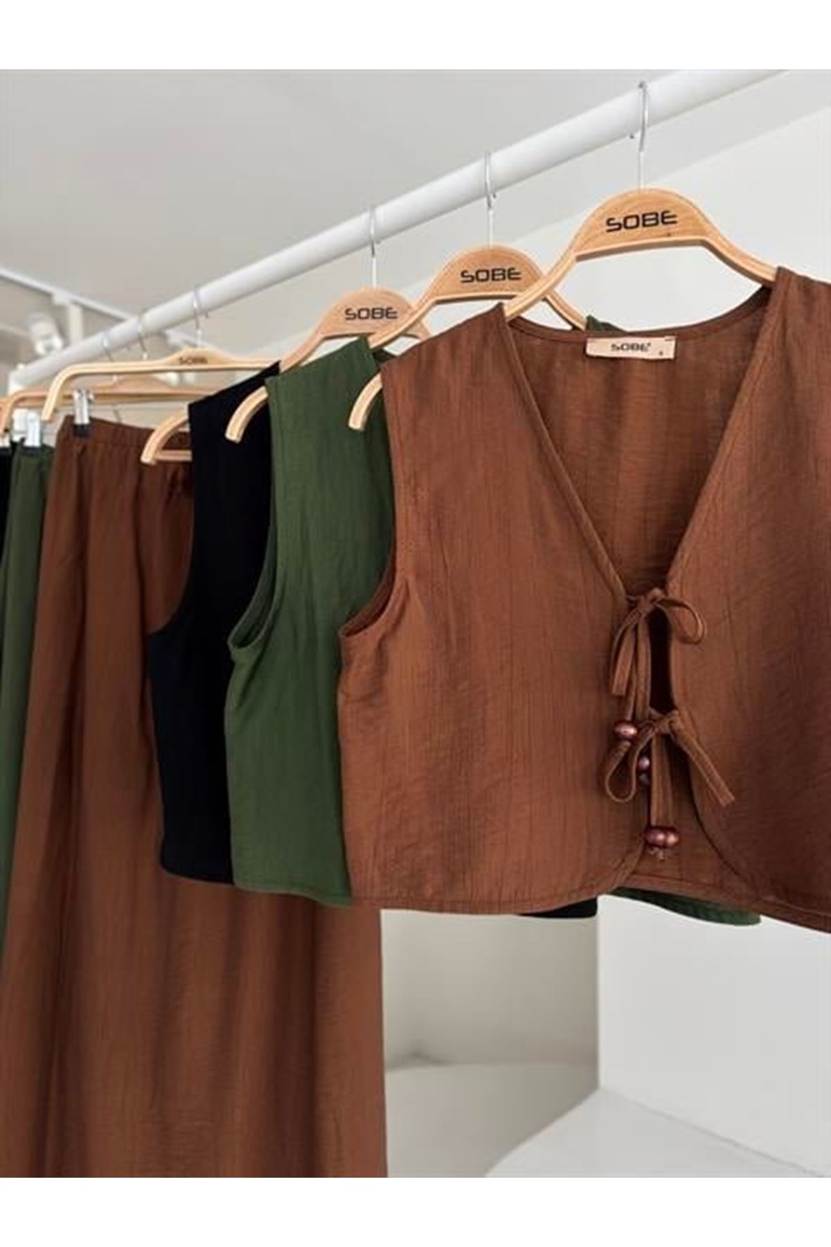 Yelek Önden Bağlamalı Uzun Etekli Takım 10192