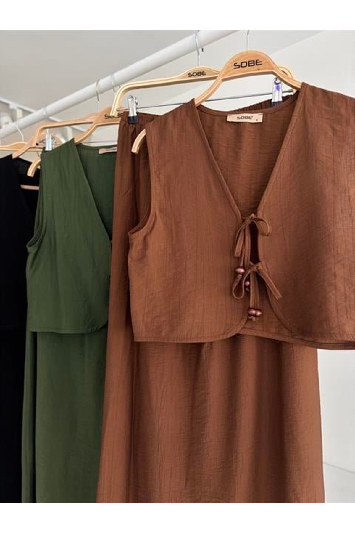 Yelek Önden Bağlamalı Uzun Etekli Takım 10192