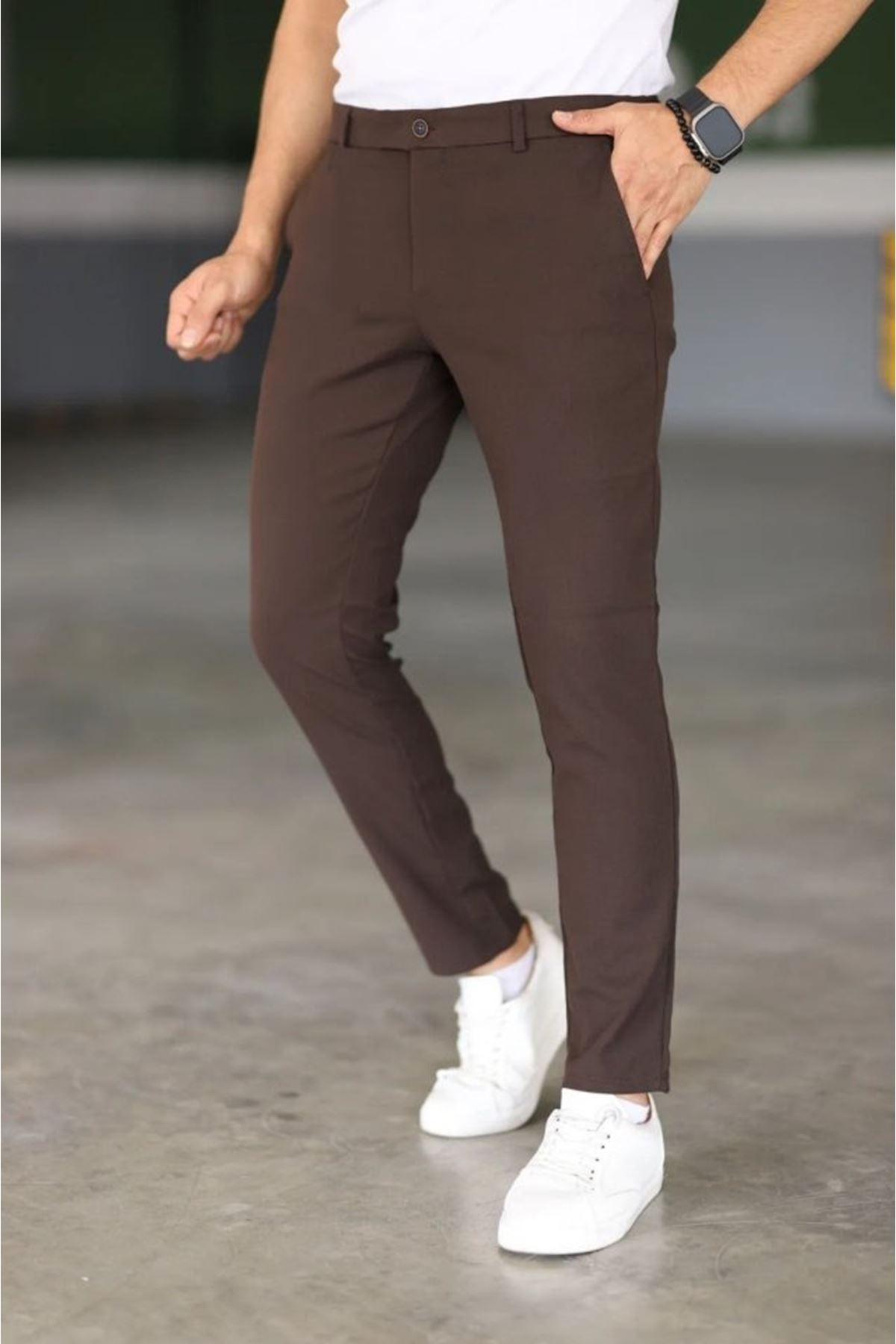 Erkek Düz Kesim Bilek Boy Kumaş Pantolon