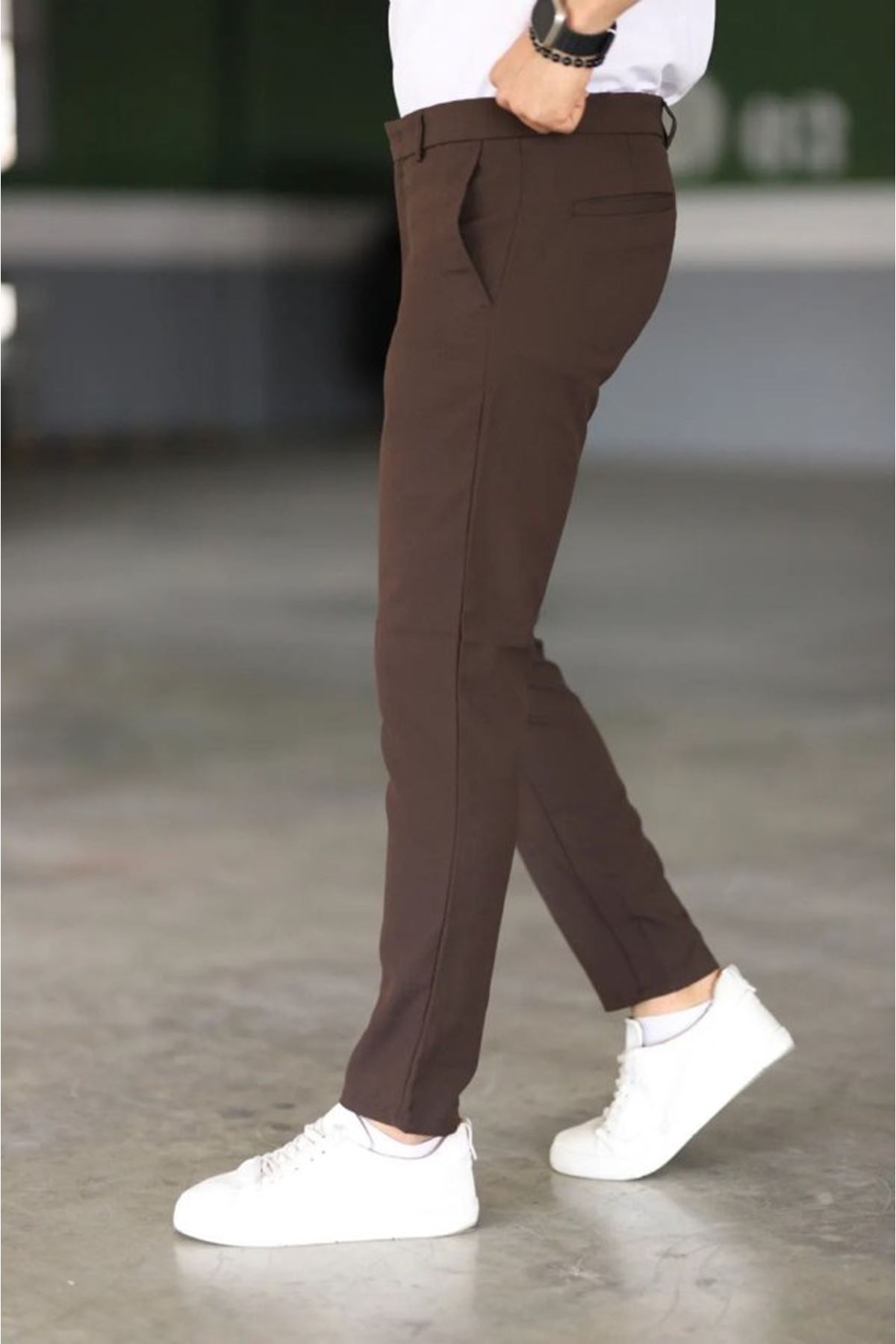 Erkek Düz Kesim Bilek Boy Kumaş Pantolon