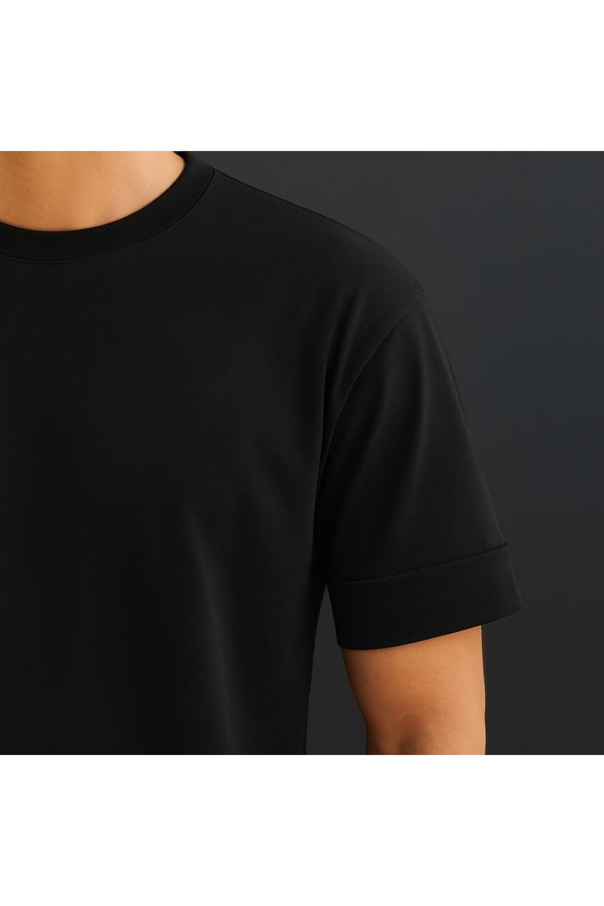 Erkek Basic Oversize Double Face Kumaş Kısa Kollu Tshirt
