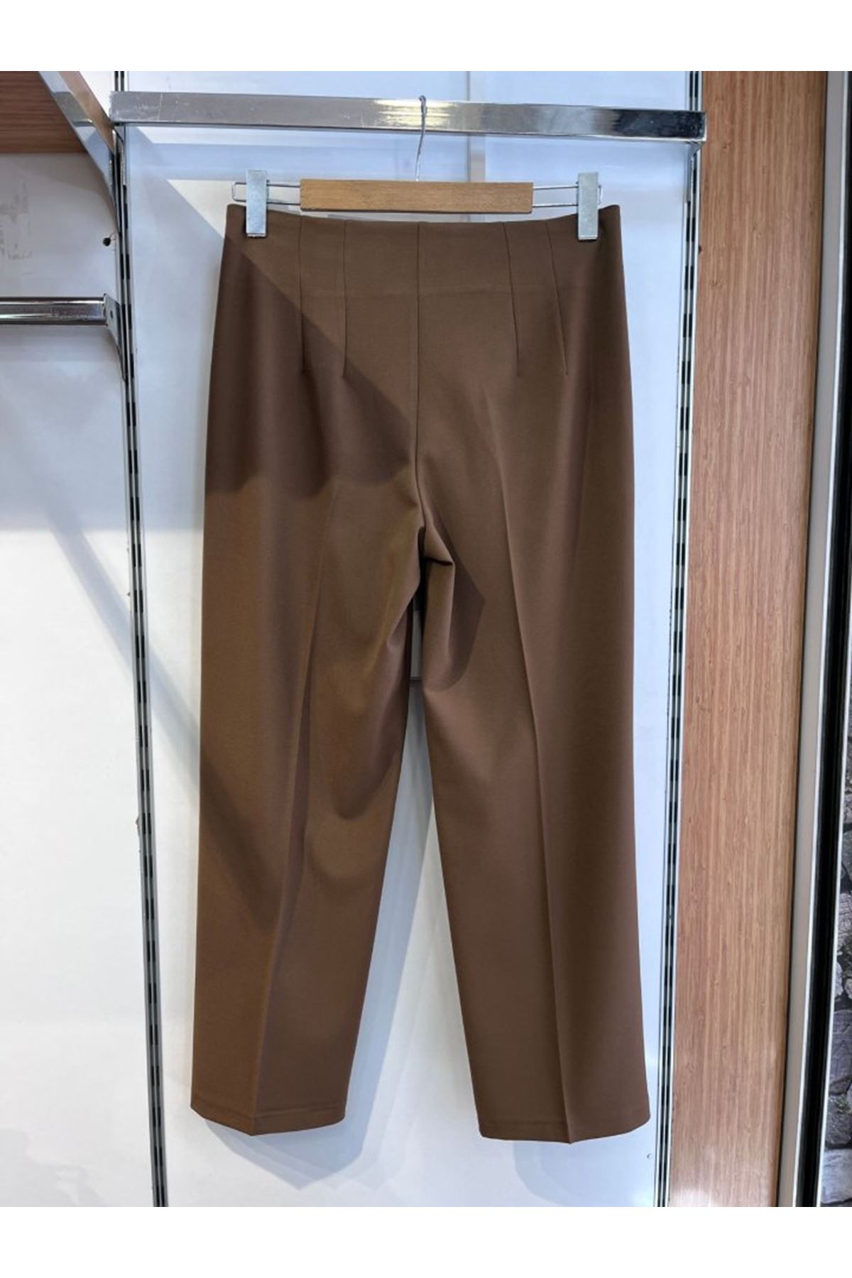 Poly Viscose Yüksek Bel Pervazli Pantolon