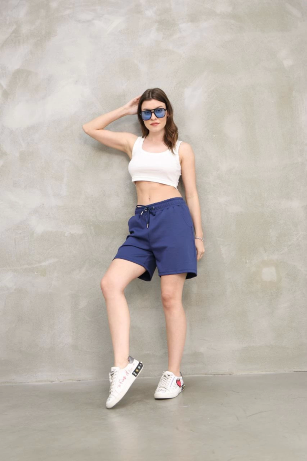 Osy Modal Yumuşak Dokulu Kumaş Kısa Şort - Mavi