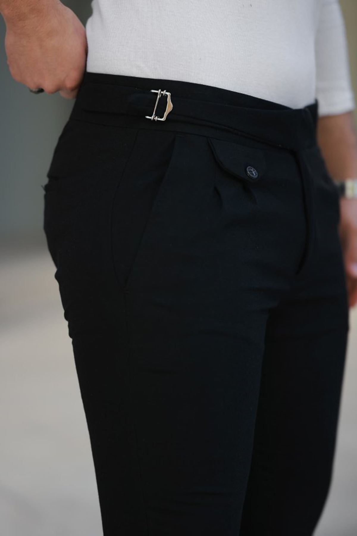 Erkek Bel Toka Detaylı Pileli Pantolon