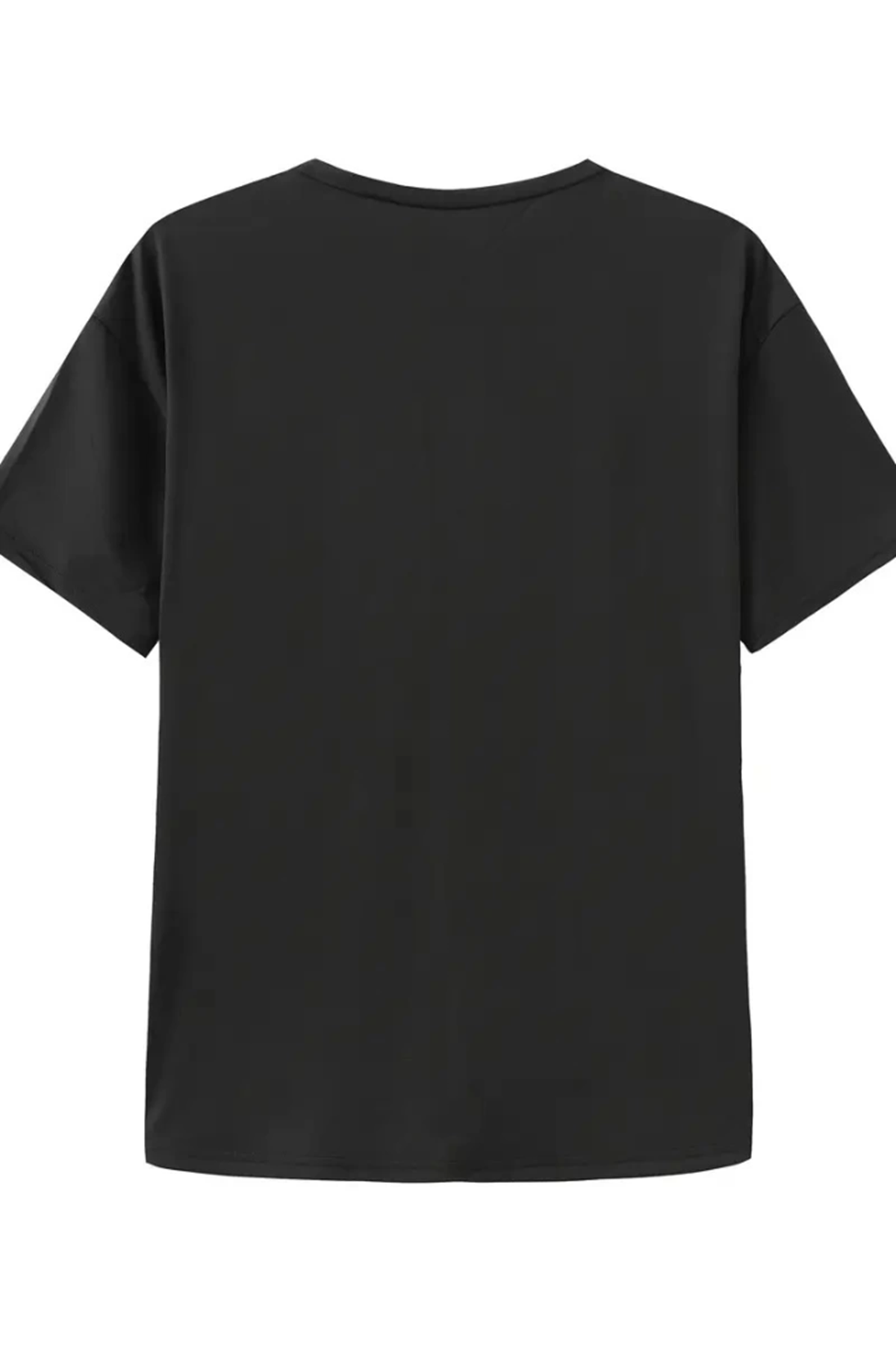 Baskılı Oversize Bisiklet Yaka T-shirt - Siyah