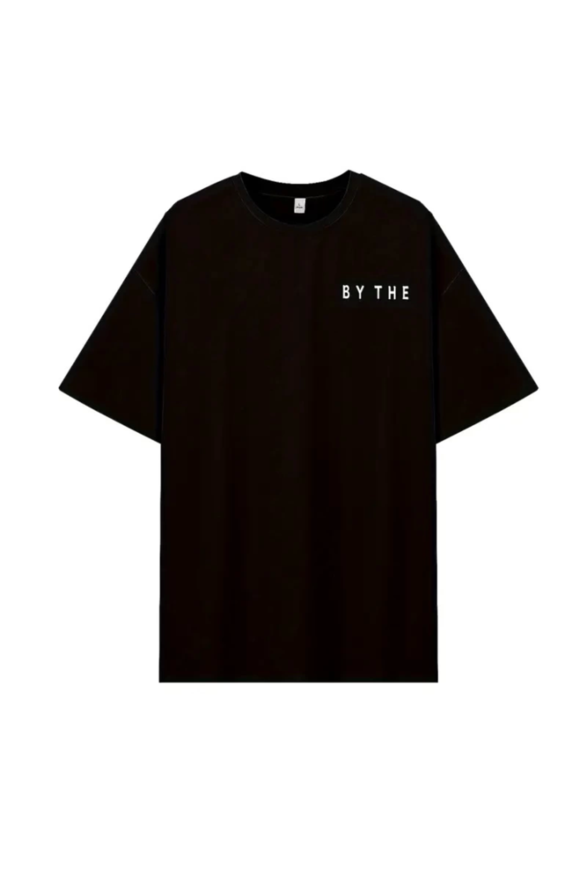 Kadınlar İçin Geniş Kesim Tişört - Kısa Kollu, Bol Kesim, Manzaralı Okyanus Baskı, Günlük Yazlık Üst, Siyah- Siyah