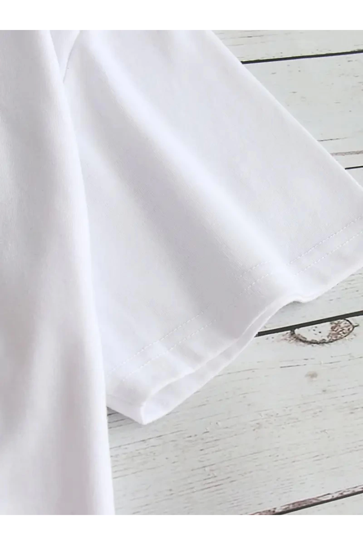 Baskılı Oversize Bisiklet Yaka T-shirt - Beyaz