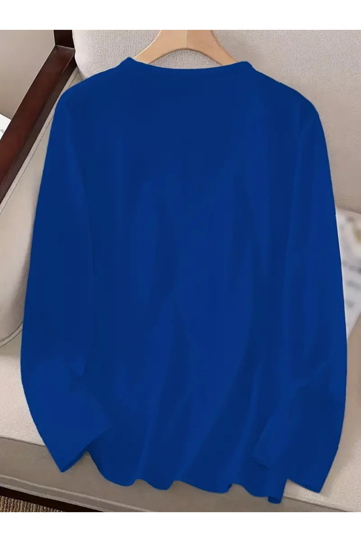 Kadın Uzun Kollu Bisiklet Yaka Ay Baskılı Viskon Bluz